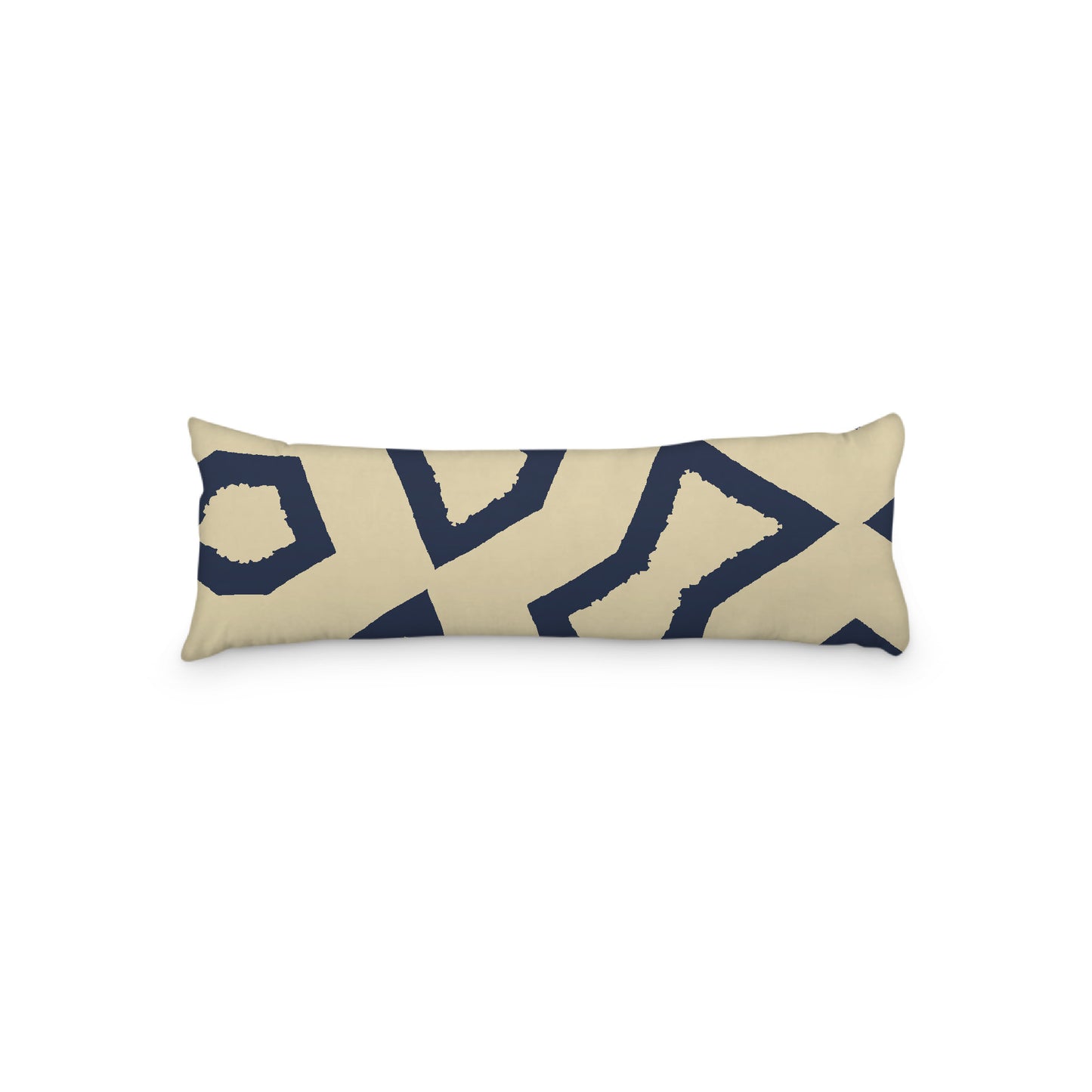 Desert Sand Microfibre Body Pillow, Bold Navy Blue Graphic Print, 20 x 54 inches / 51 x 137 cm