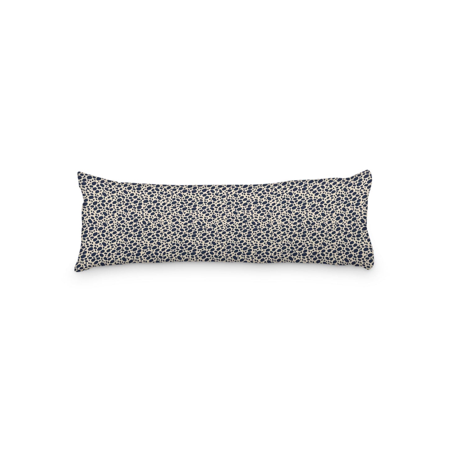 Beige Microfiber Body Pillow, Navy Blue Hand-painted Dab Motif Print, 20 x 54 inches / 51 x 137 cm