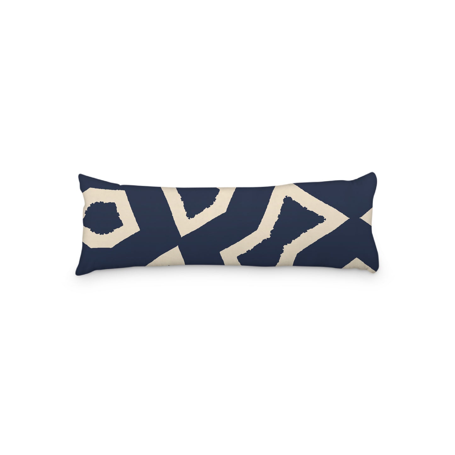 Beige Microfiber Body Pillow, Bold Navy Blue Graphic Print, 20 x 54 inches / 51 x 137 cm