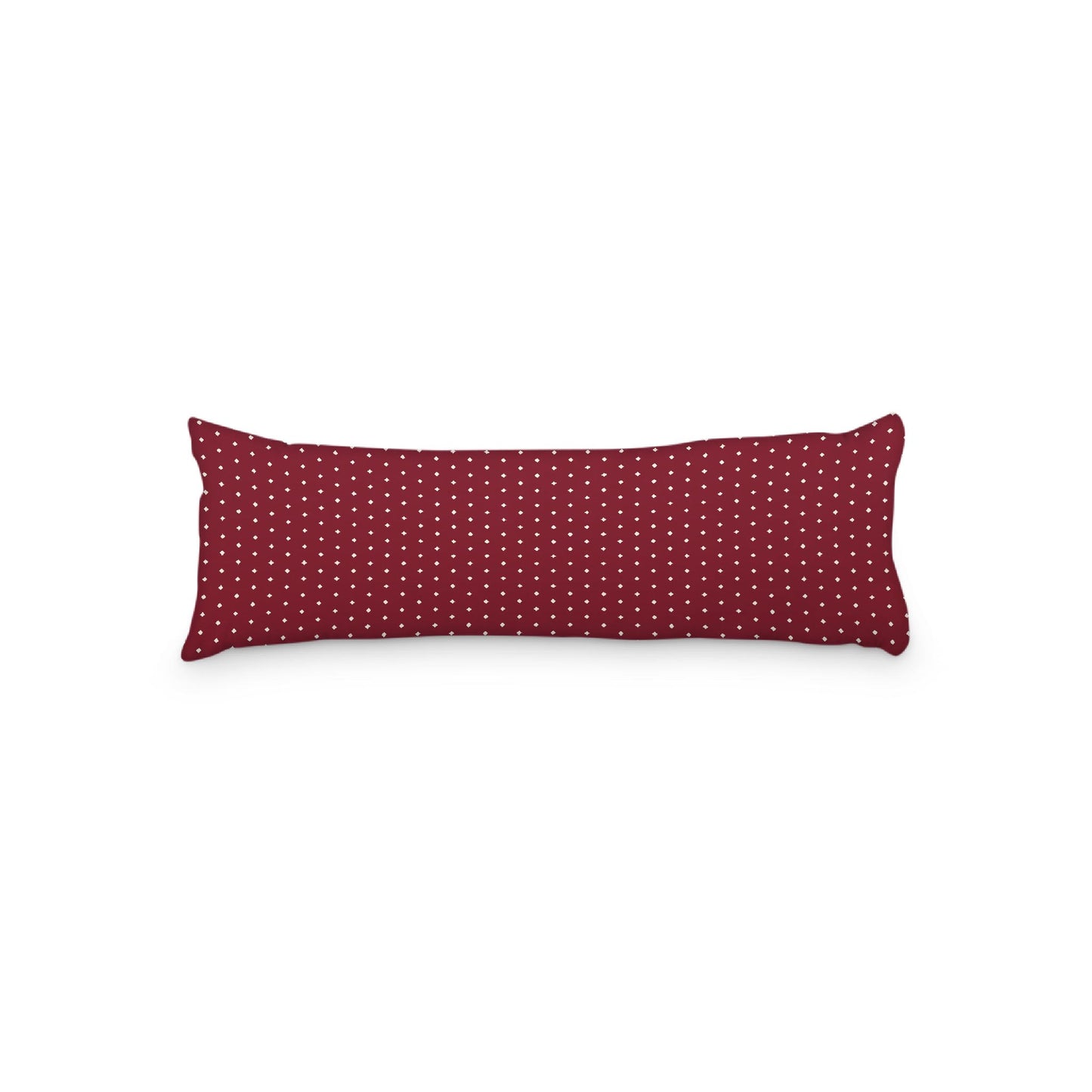 Burgundy Red Microfiber Body Pillow with Fine Pale Cream Diamonds, 20 x 54 inches / 51 x 137 cm