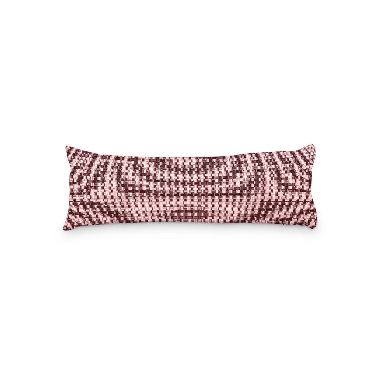 Pale Cream Microfibre Body Pillow, Burgundy Red Double Weave Motif Print, 20 x 54 inches / 51 x 137 cm
