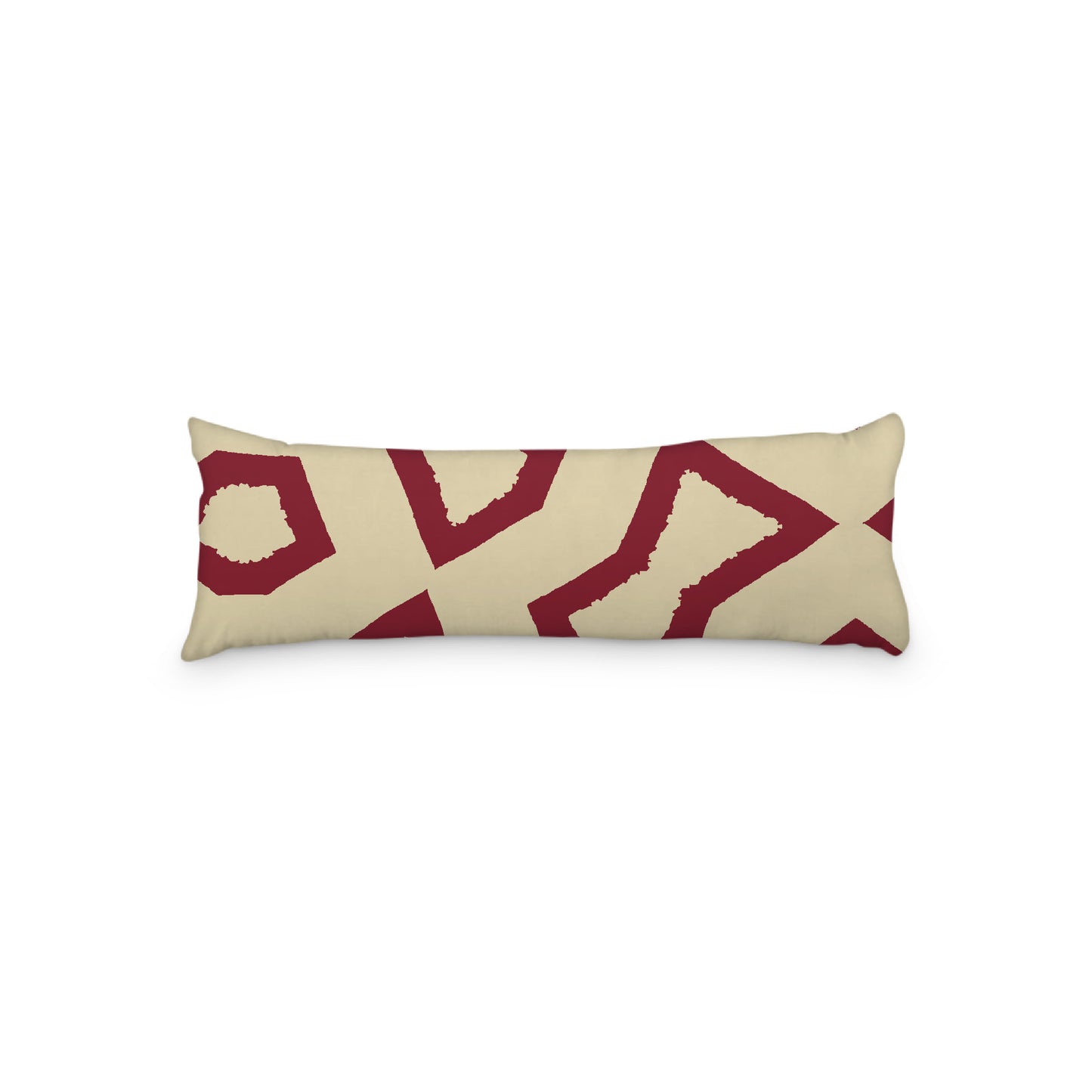 Desert Sand Microfibre Body Pillow, Bold Burgundy Red Graphic Print, 20 x 54 inches / 51 x 137 cm