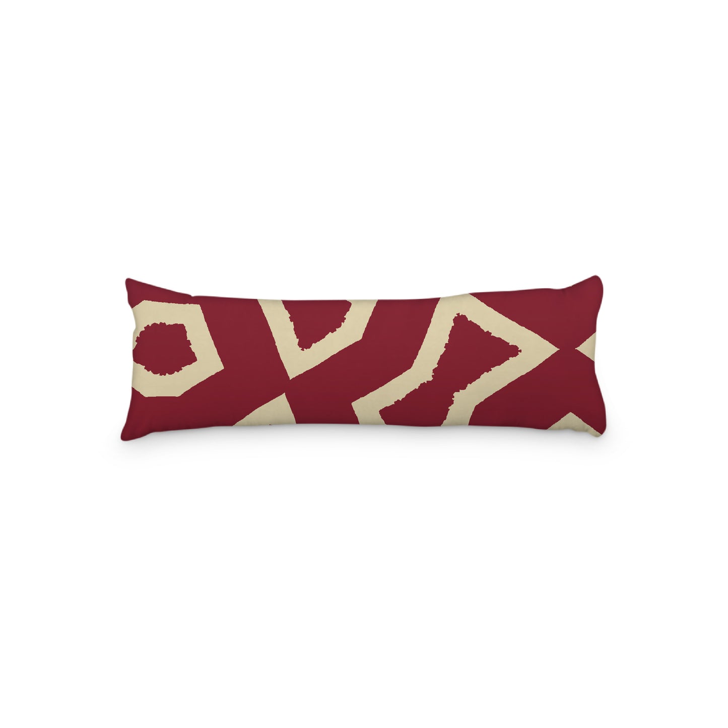 Desert Sand Microfibre Body Pillow, Bold Burgundy Red Graphic Print, 20 x 54 inches / 51 x 137 cm