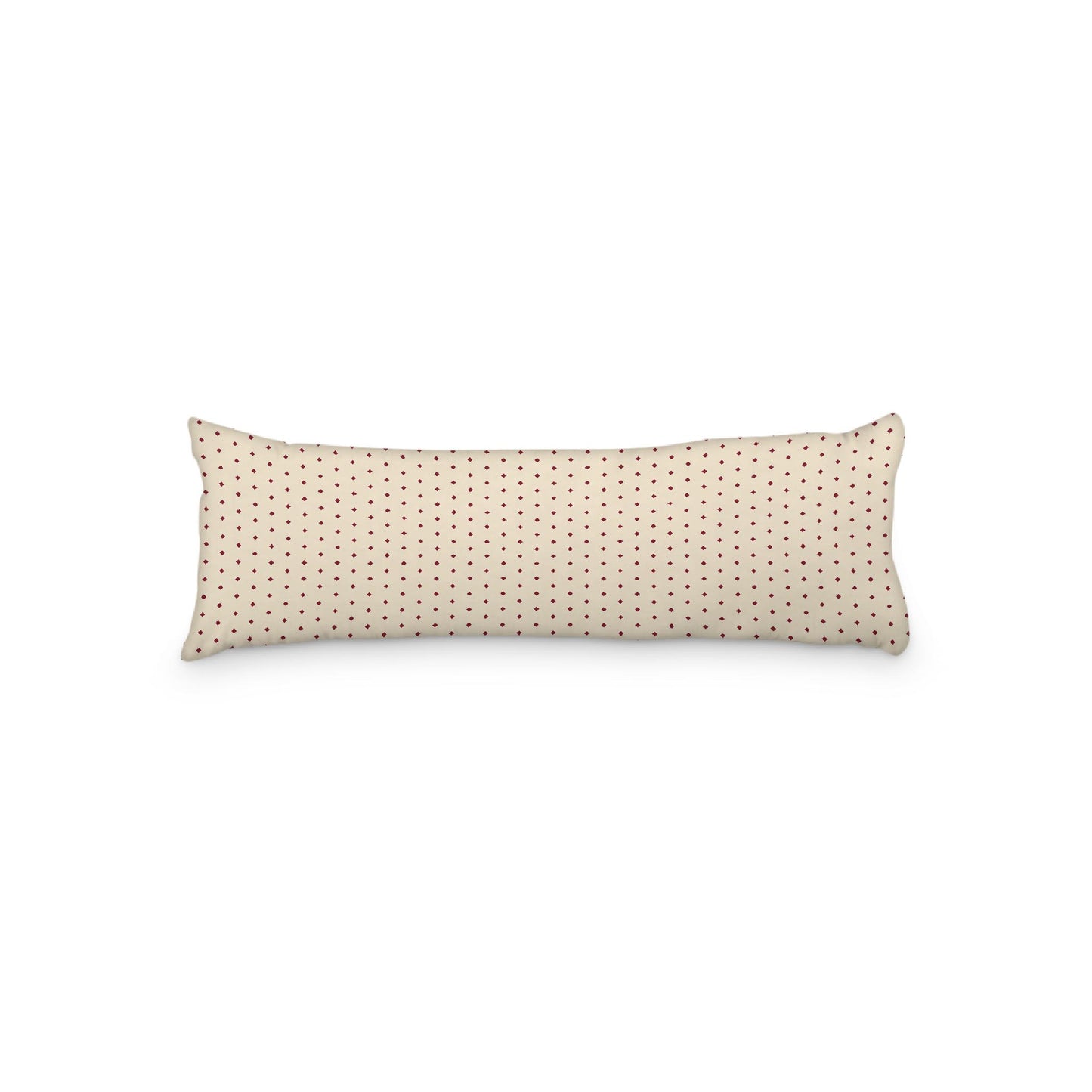 Beige Microfibre Body Pillow with Fine Burgundy Red Diamonds, 20 x 54 inches / 51 x 137 cm