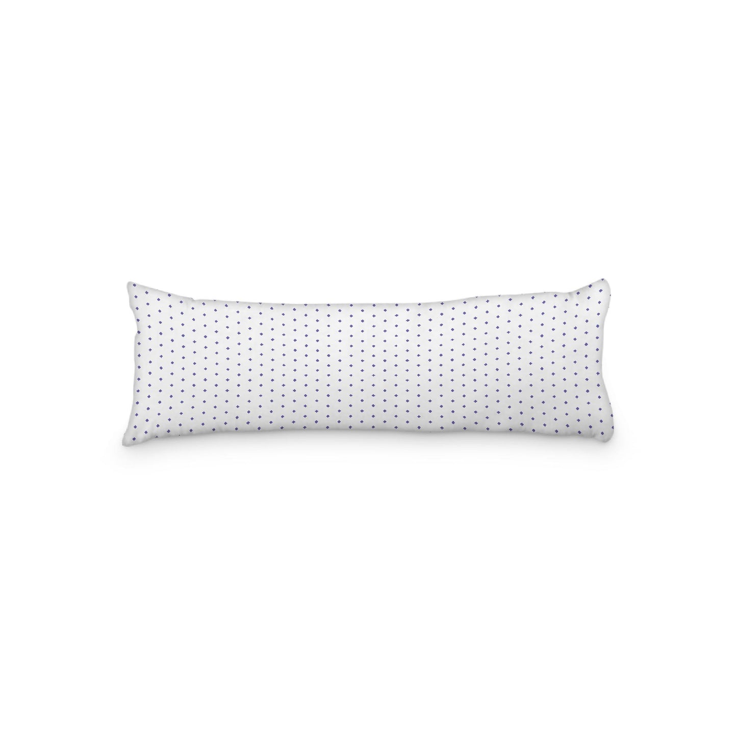 White Microfiber Body Pillow with Fine Purple Diamonds, 20 x 54 inches