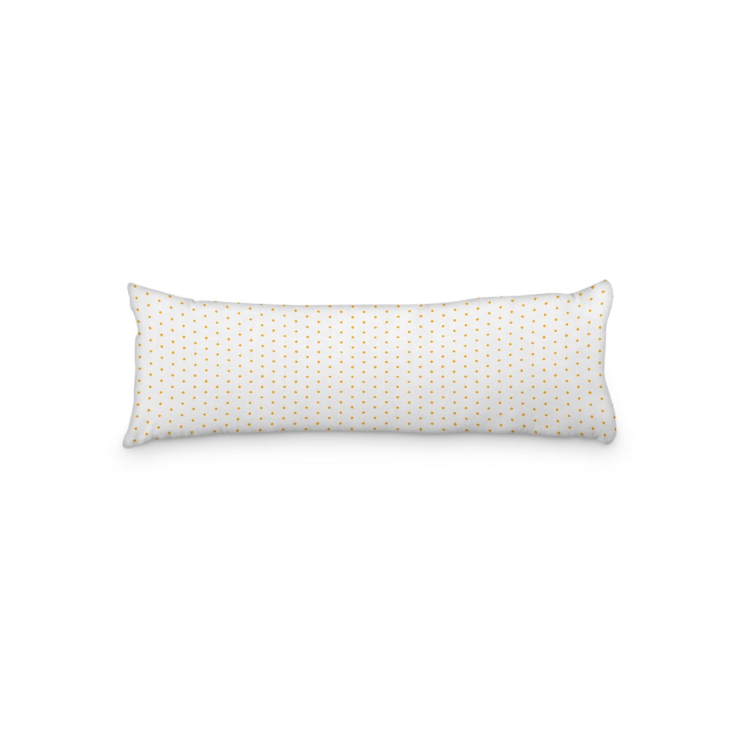 White Microfiber Body Pillow with Fine Yellow-Orange Diamonds, 20 x 54 inches