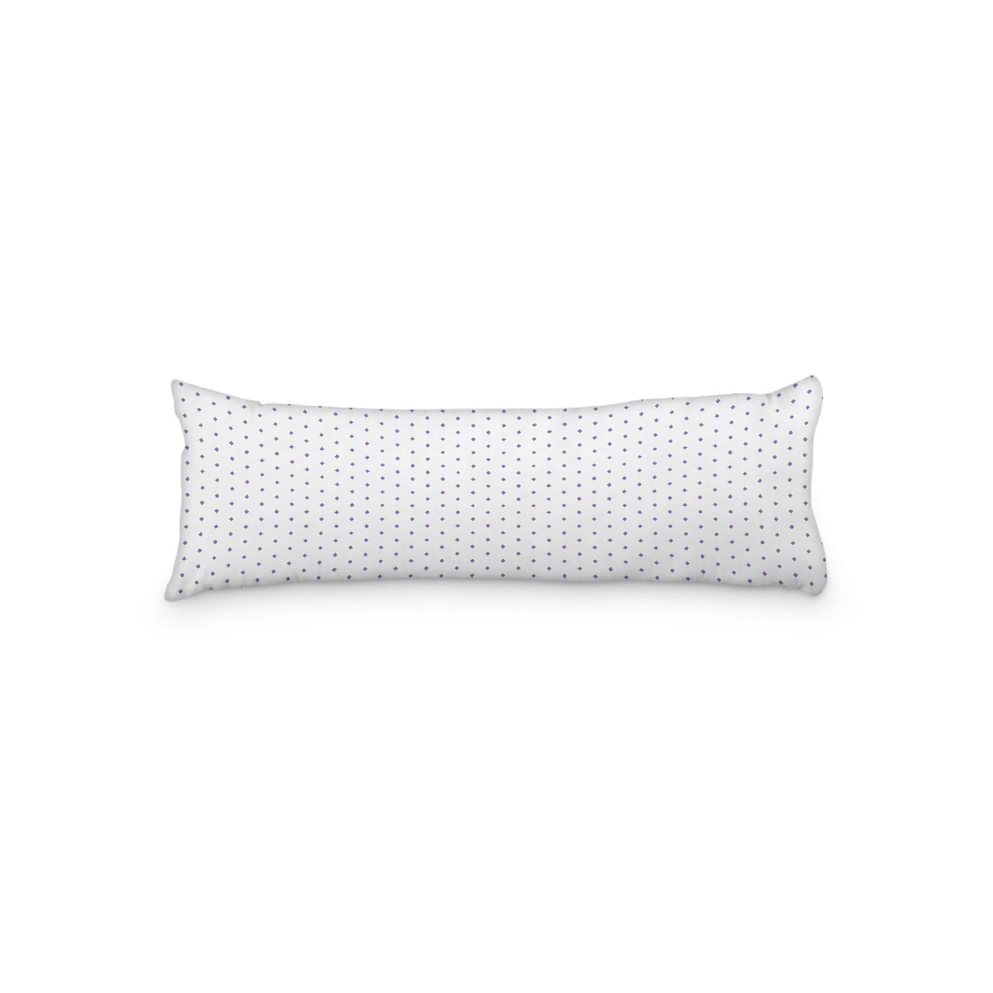 White Microfiber Body Pillow with Fine Purple Diamonds, 20 x 54 inches