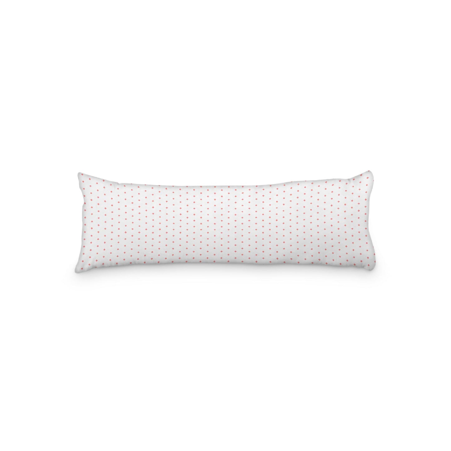 White Microfiber Body Pillow with Fine Pink Diamonds, 20 x 54 inches