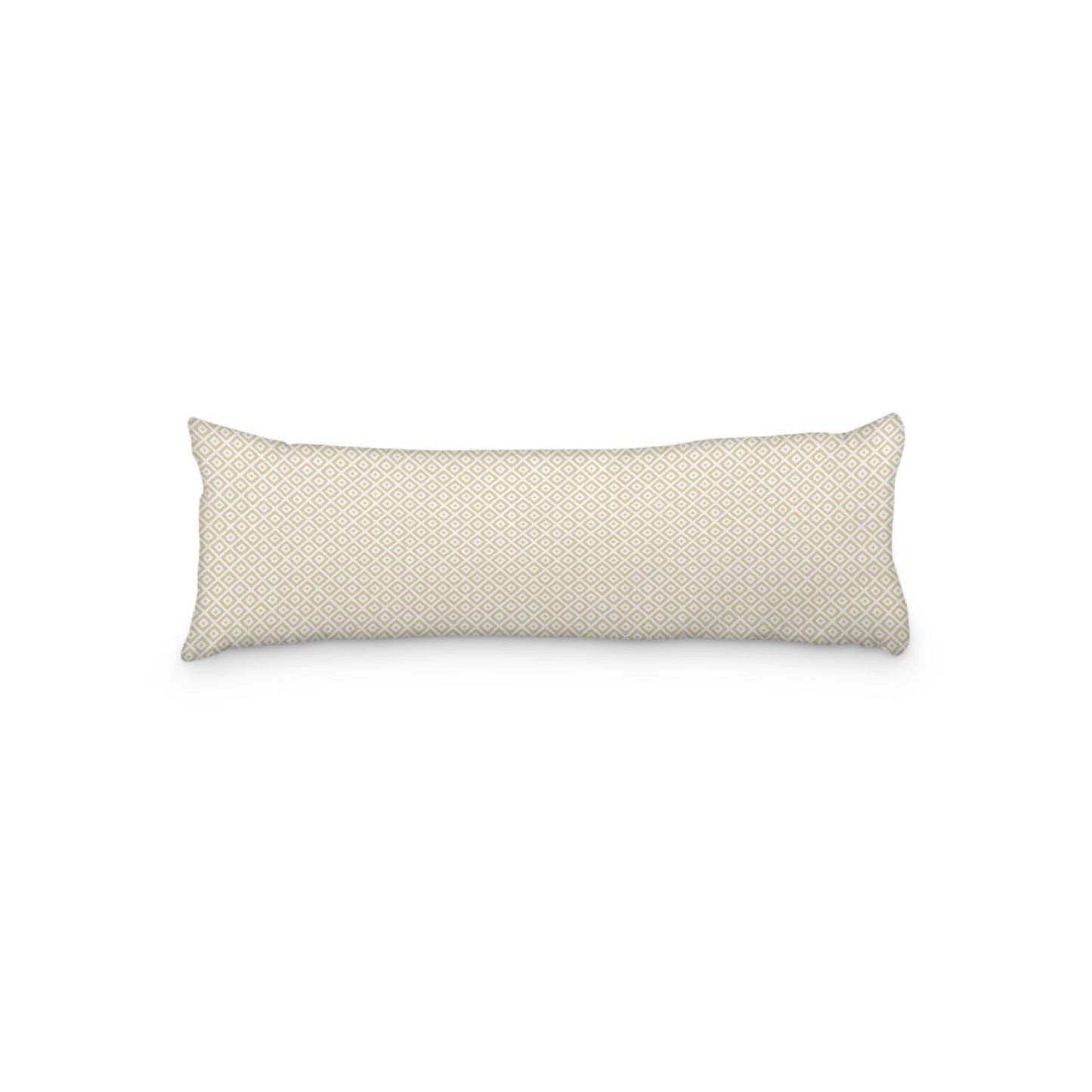 White Microfiber Body Pillow, Tan Repeating Square Motif Print, MFBP-1371-122, 20 x 54 inches