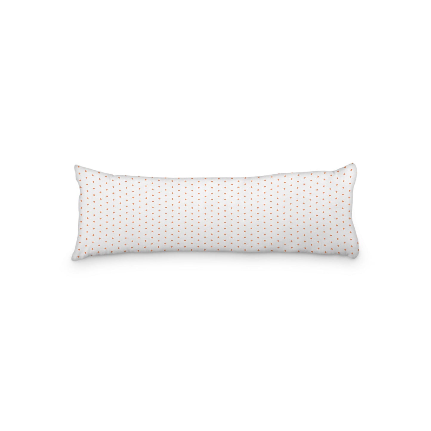 White Microfiber Body Pillow with Fine Pale Orange Diamonds, 20 x 54 inches