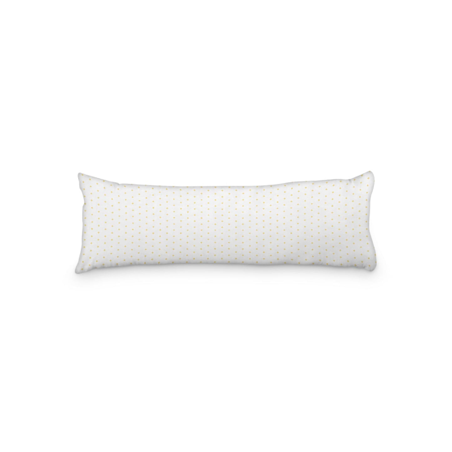 White Microfiber Body Pillow with Fine Yellow Diamonds, 20 x 54 inches / 51 x 137 cm