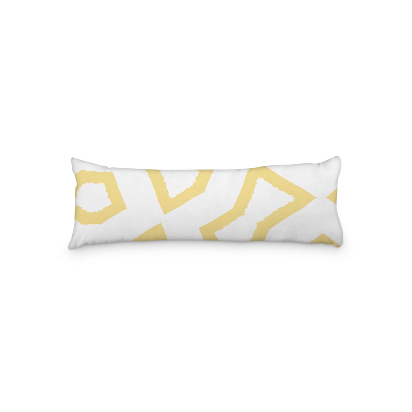 White Microfiber Body Pillow, Bold Yellow Graphic Print, 20 x 54 inches / 51 x 137 cm