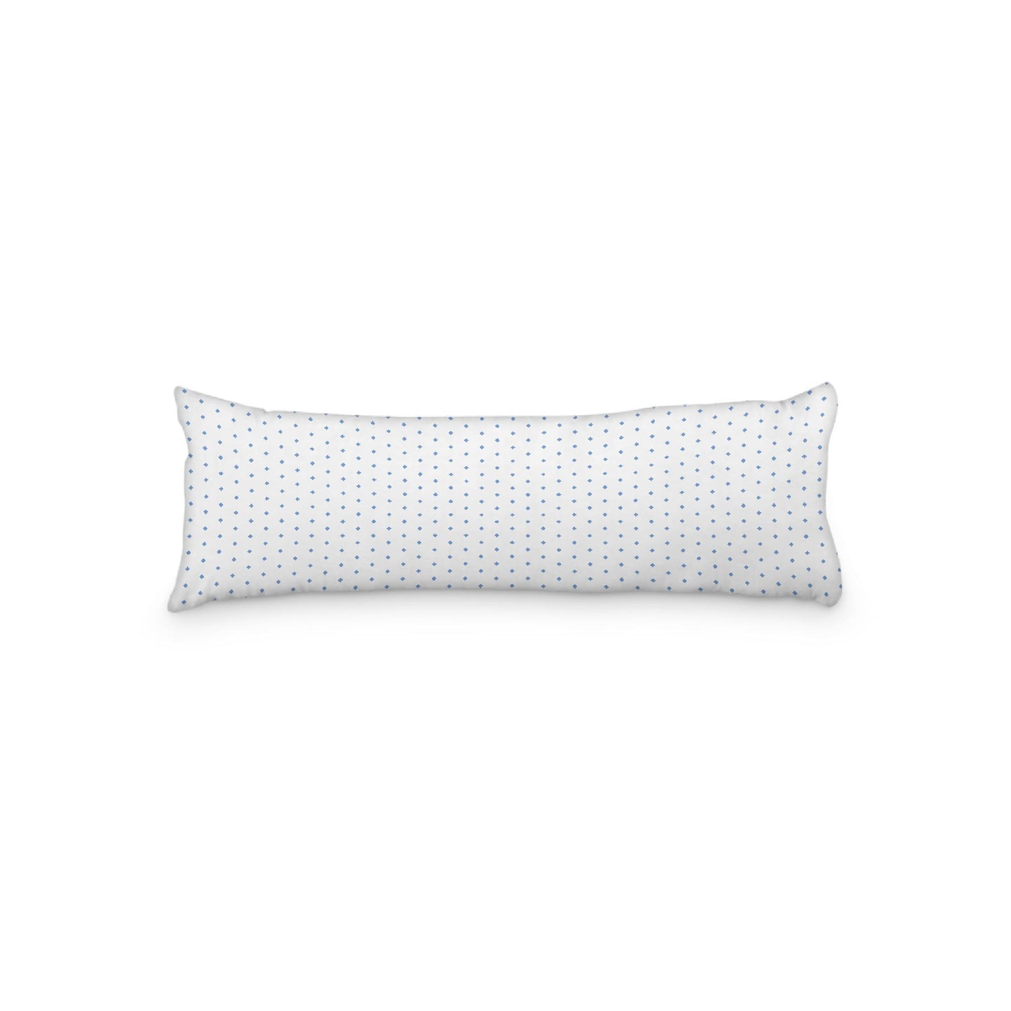White Microfiber Body Pillow with Fine Blue Diamonds, 20 x 54 inches