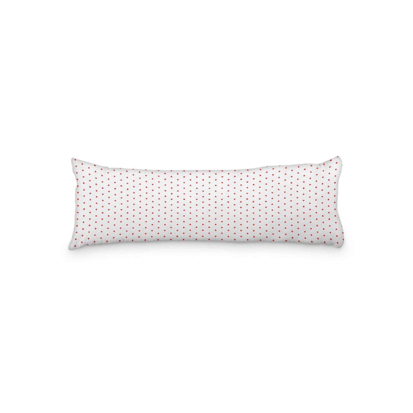White Microfiber Body Pillow with Fine Red Diamonds, 20 x 54 inches