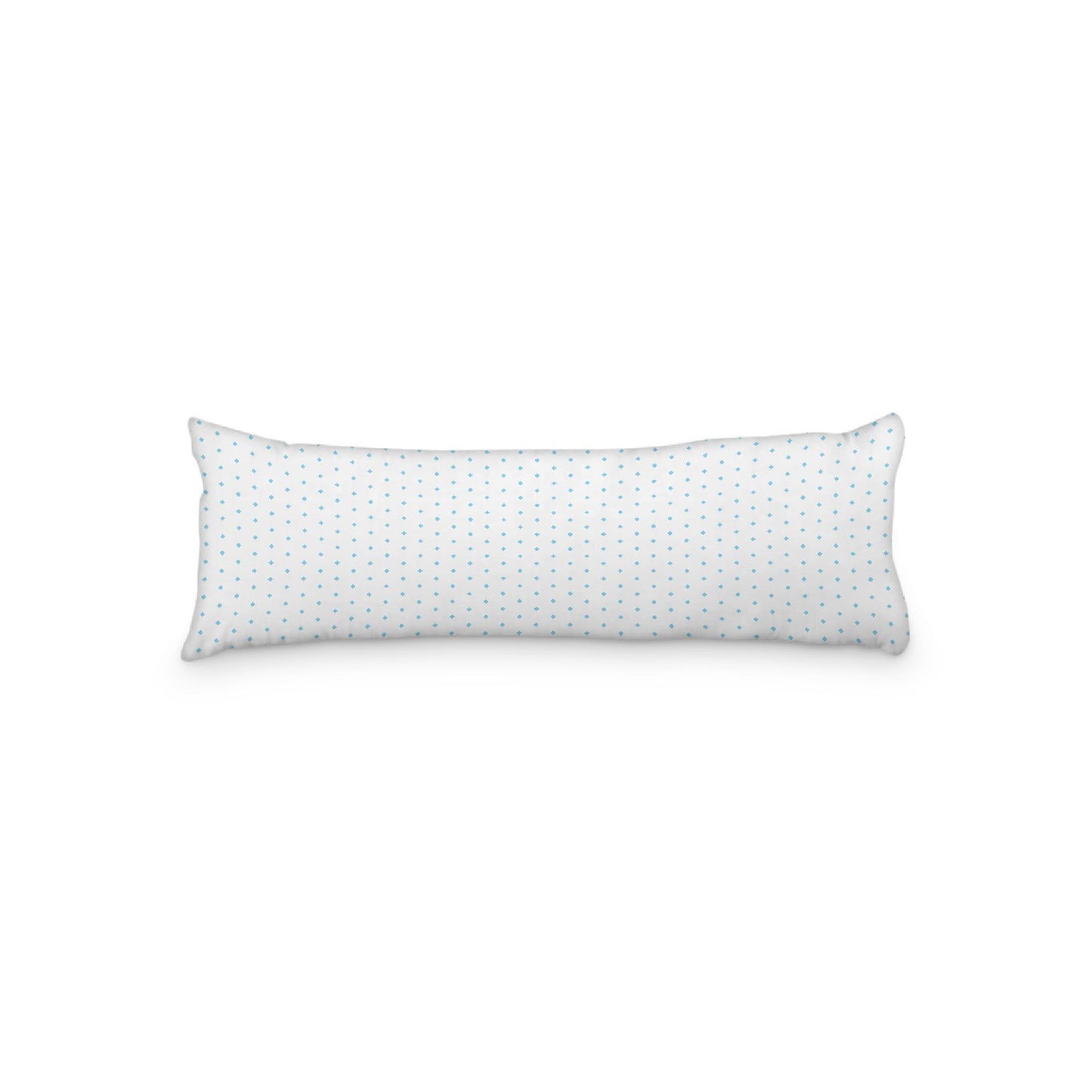 White Microfiber Body Pillow with Fine Blue Diamonds, 20 x 54 inches