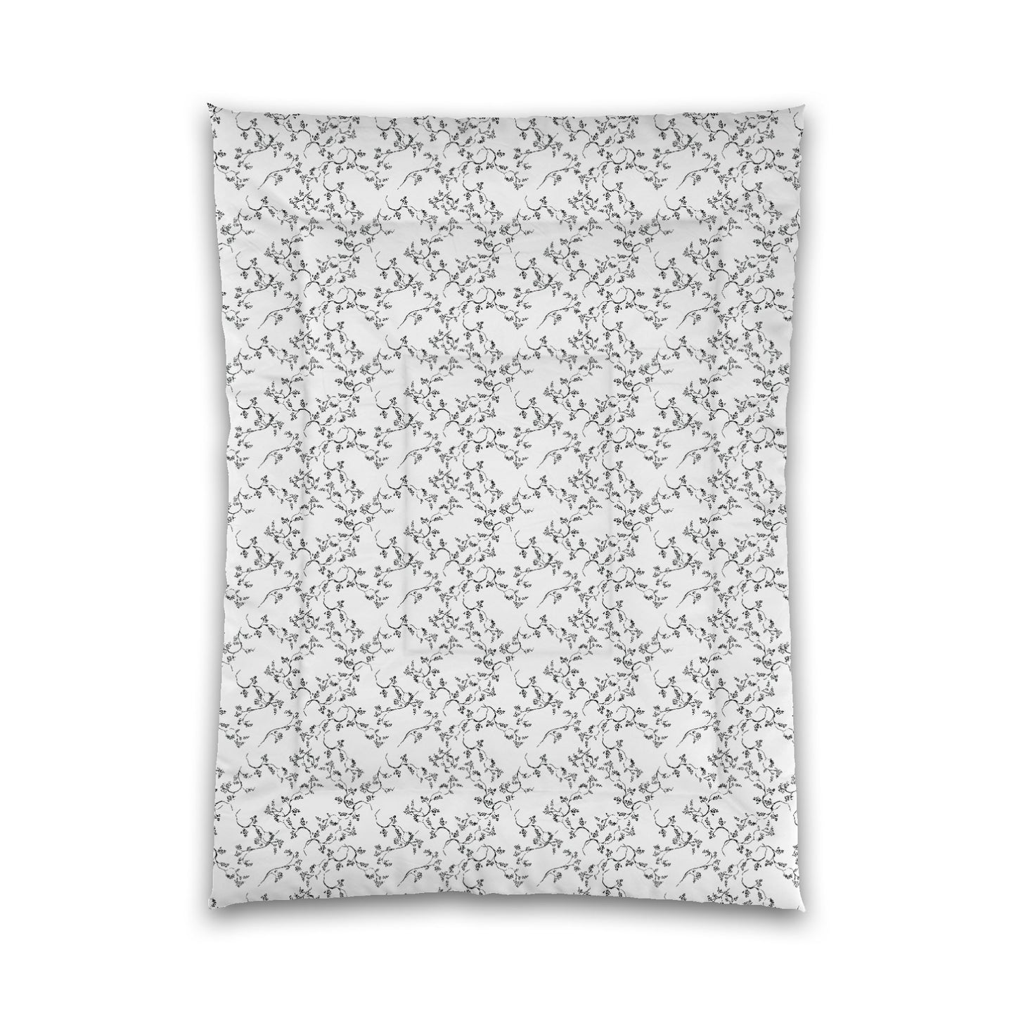 White Microfiber Comforter, Black Hand-painted Vine Print, Twin XL (width x length) 68 x 92 inches / 173 x 234 cm