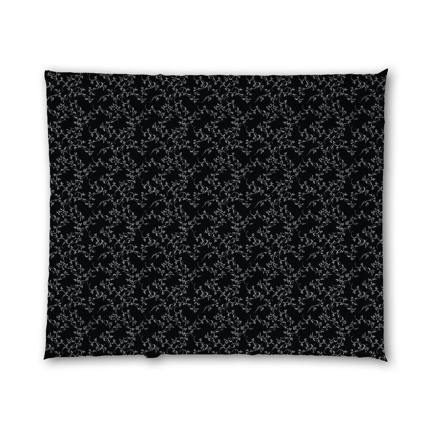 Black Microfiber Comforter, White Hand-painted Vine Print, King (width x length) 104 x 88 inches / 264 x 224 cm