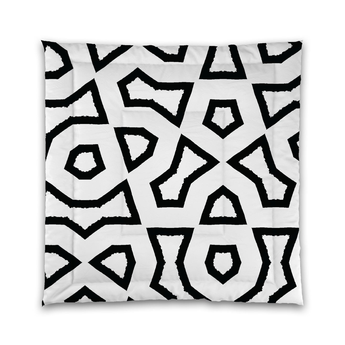 White Microfiber Comforter, Bold Black Graphic, Queen (width x length) 88 x 88 inches / 224 x 224 cm
