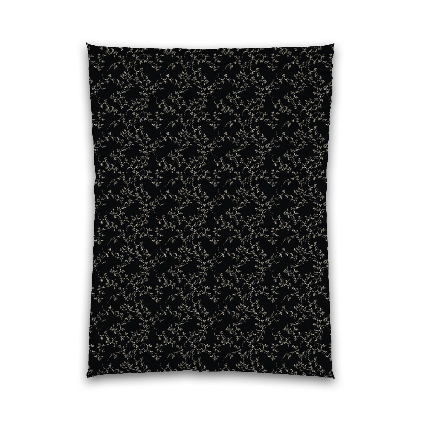 Black Microfiber Comforter, Beige Hand-painted Vine Print, Twin XL (width x length) 68 x 92 inches / 173 x 234 cm