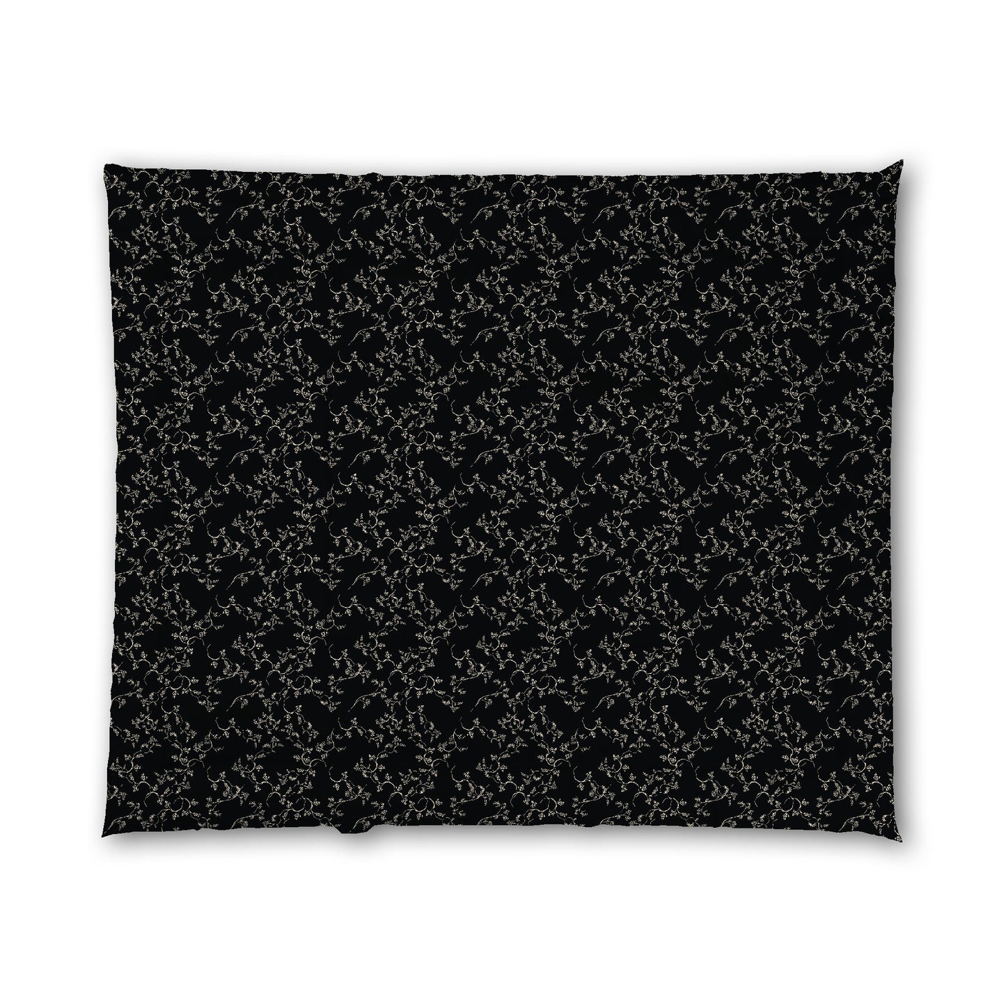 Black Microfiber Comforter, Beige Hand-painted Vine Print, King (width x length) 104 x 88 inches / 264 x 224 cm