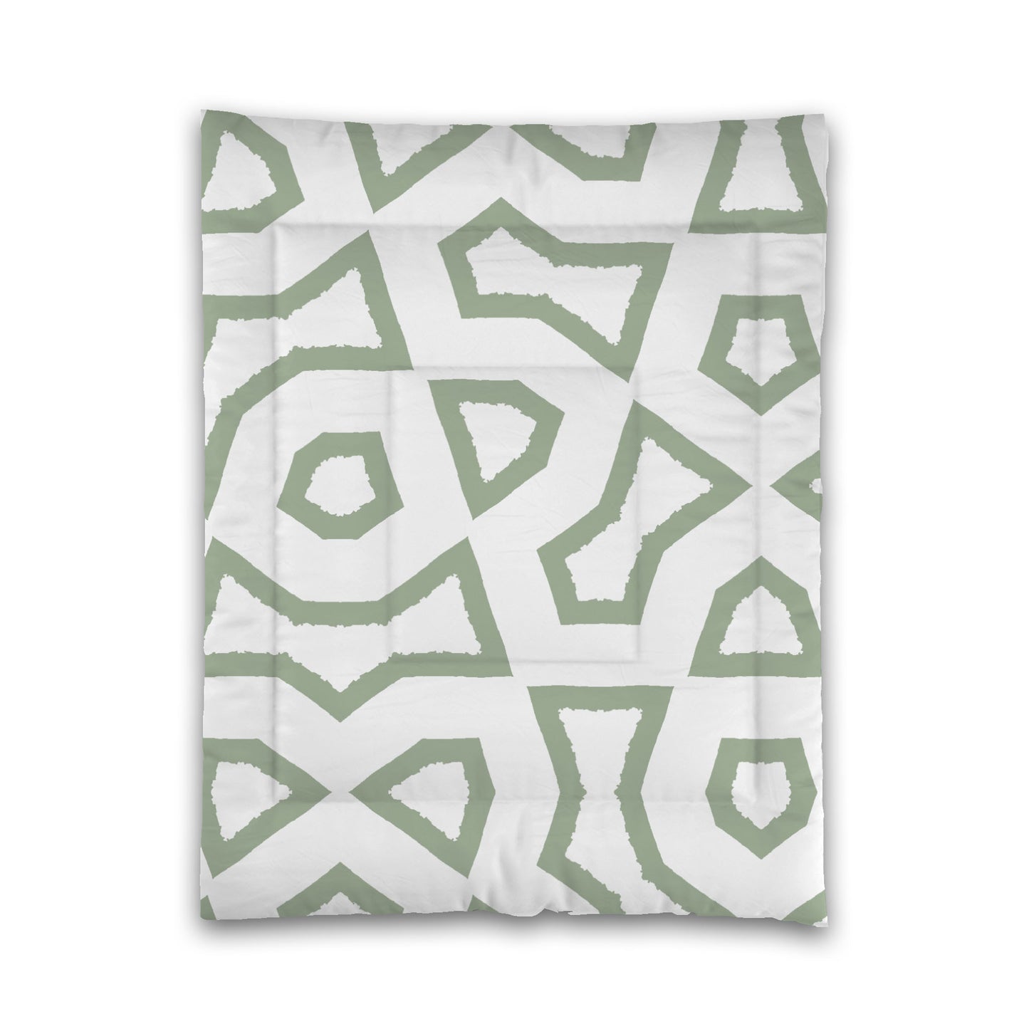White Microfiber Comforter, Bold Green Graphic, Twin (width x length) 68 x 88 inches / 173 x 224 cm