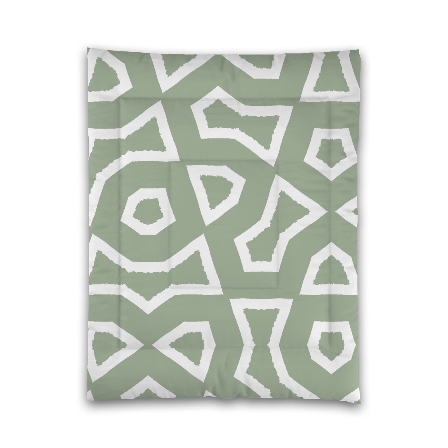 Green Microfiber Comforter, Bold White Graphic, Twin (width x length) 68 x 88 inches / 173 x 224 cm