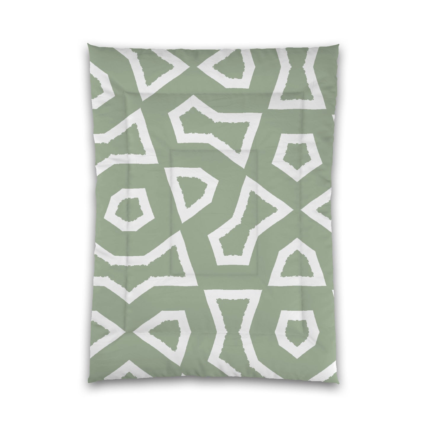 Green Microfiber Comforter, Bold White Graphic, Queen (width x length) 88 x 88 inches / 224 x 224 cm
