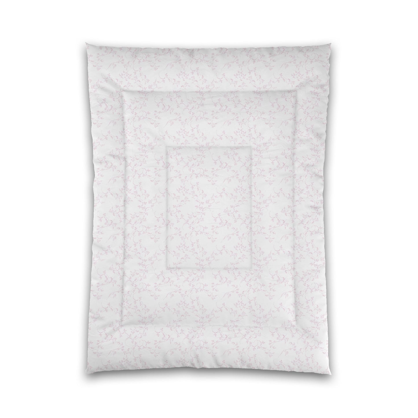 White Microfiber Comforter, Pink Hand-painted Vine Print, Twin XL (width x length) 68 x 92 inches / 173 x 234 cm