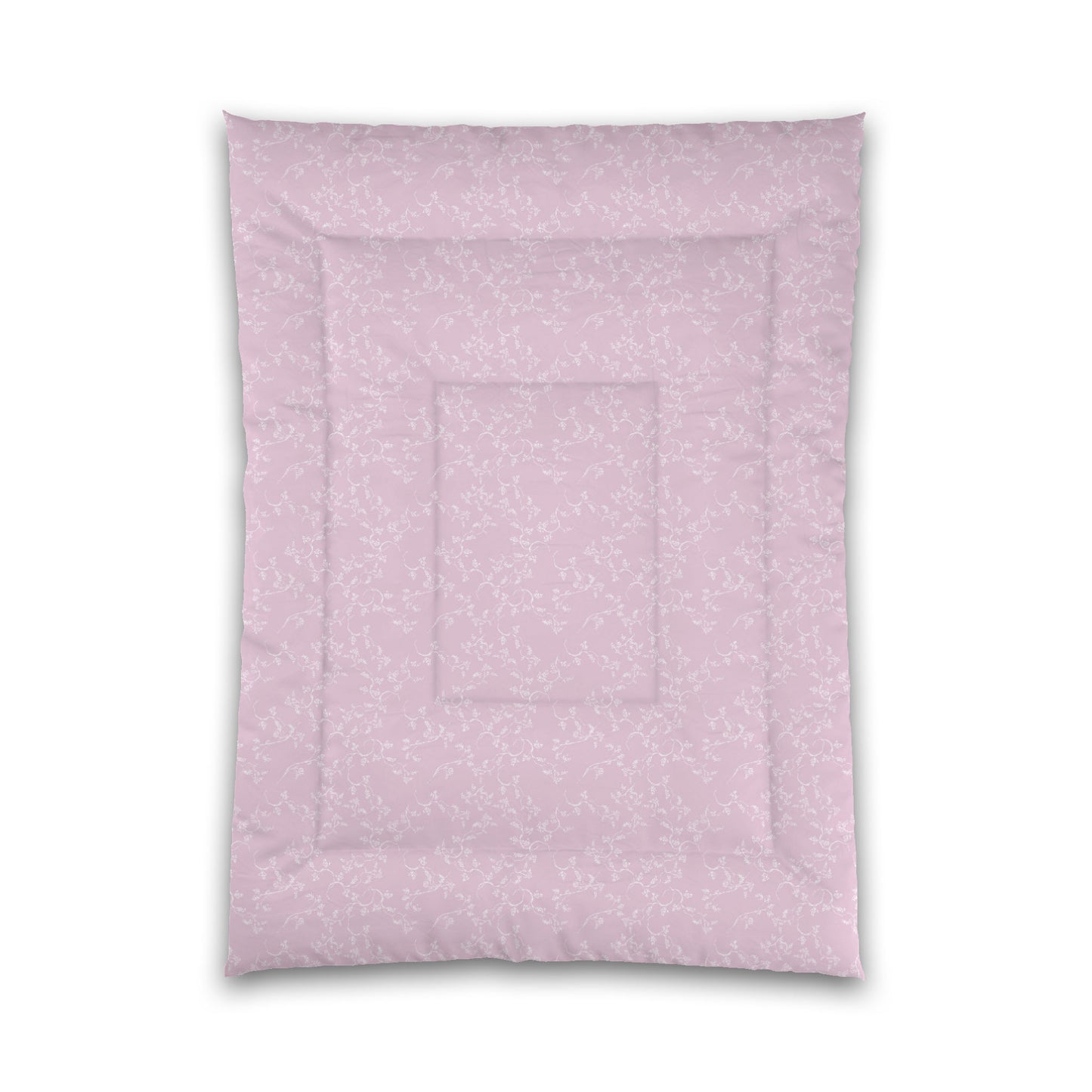 Pink Microfiber Comforter, White Hand-painted Vine Print, Twin XL (width x length) 68 x 92 inches / 173 x 234 cm