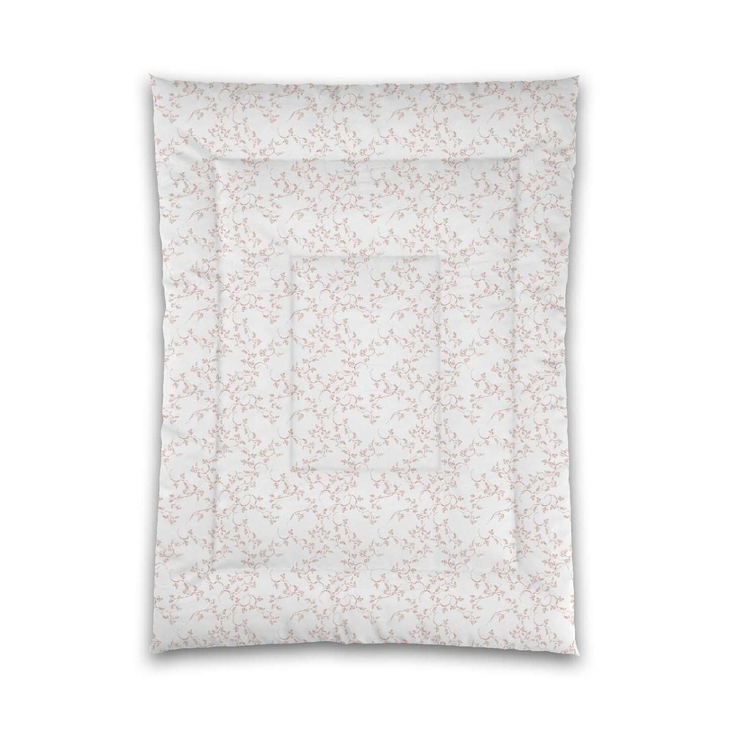White Microfiber Comforter, Salmon Hand-painted Vine Print, Twin XL (width x length) 68 x 92 inches / 173 x 234 cm
