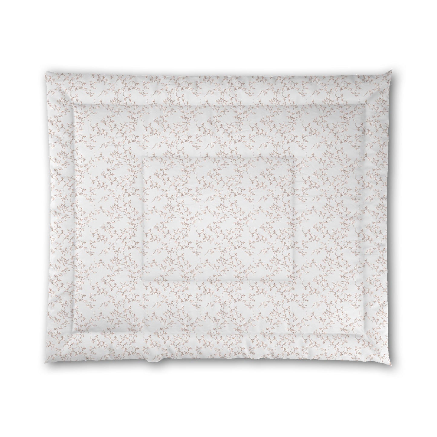 White Microfiber Comforter, Salmon Hand-painted Vine Print, King (width x length) 104 x 88 inches / 264 x 224 cm