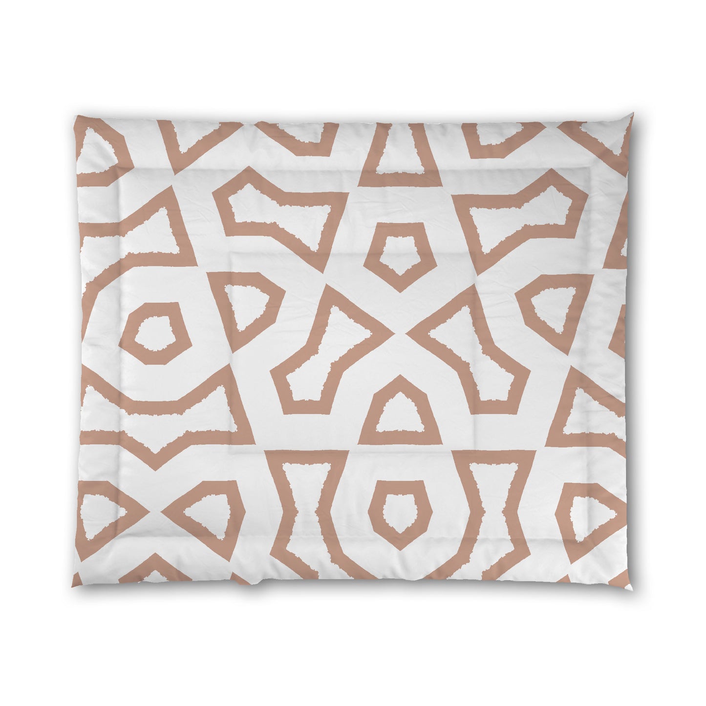 White Microfiber Comforter with Salmon Labyrinth Print #MFCO-1139-391