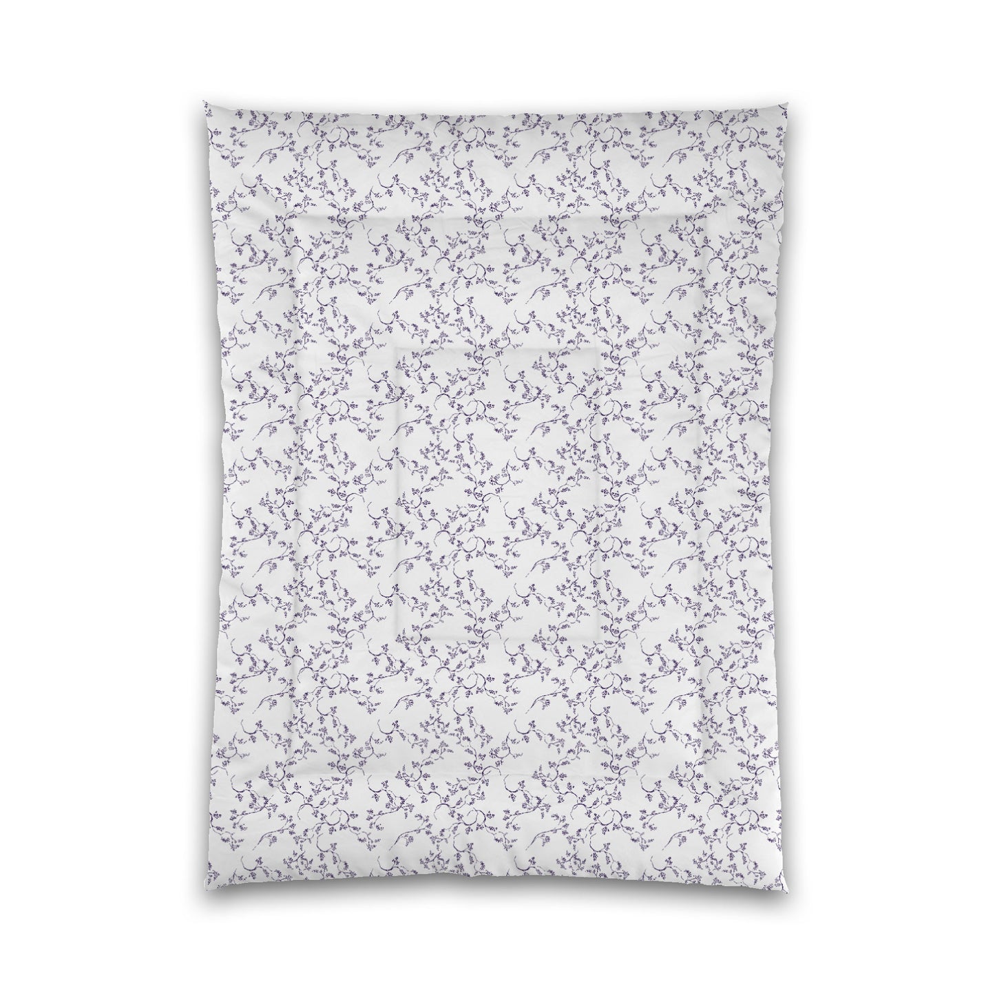 White Microfiber Comforter, Purple Hand-painted Vine Print, Twin XL (width x length) 68 x 92 inches / 173 x 234 cm