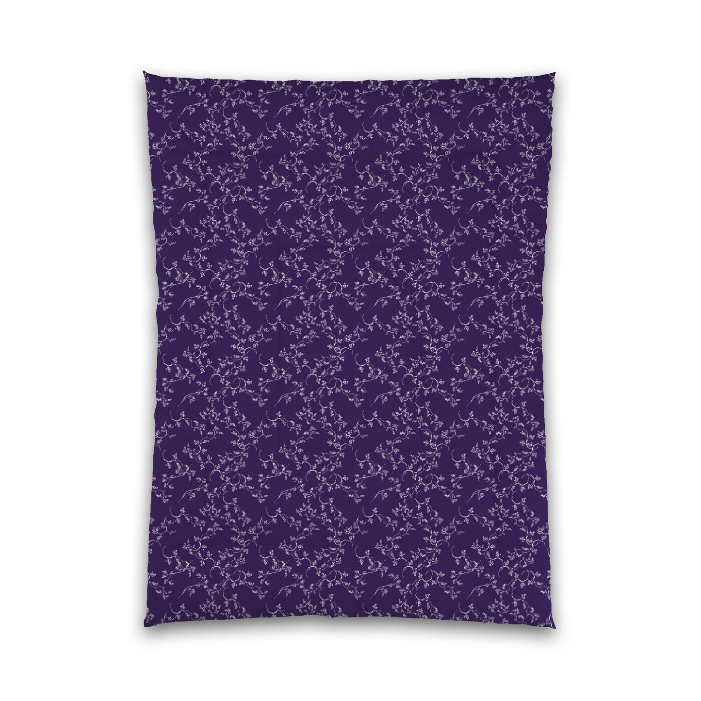 Purple Microfiber Comforter, White Hand-painted Vine Print, Twin XL (width x length) 68 x 92 inches / 173 x 234 cm