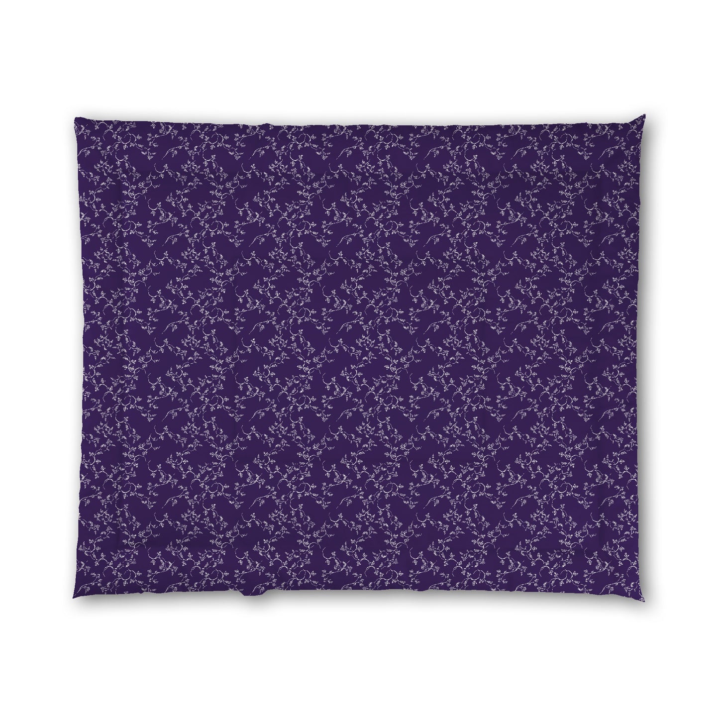 Purple Microfiber Comforter, White Hand-painted Vine Print, King (width x length) 104 x 88 inches / 264 x 224 cm