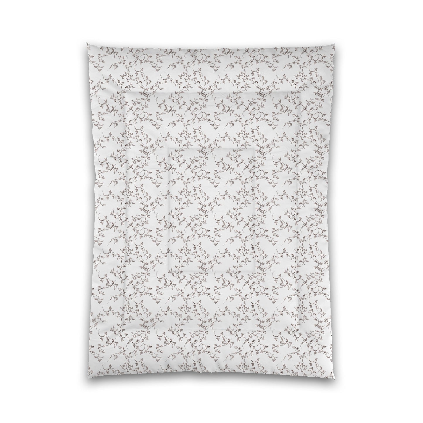 White Microfiber Comforter, Brown Hand-painted Vine Print, Twin XL (width x length) 68 x 92 inches / 173 x 234 cm