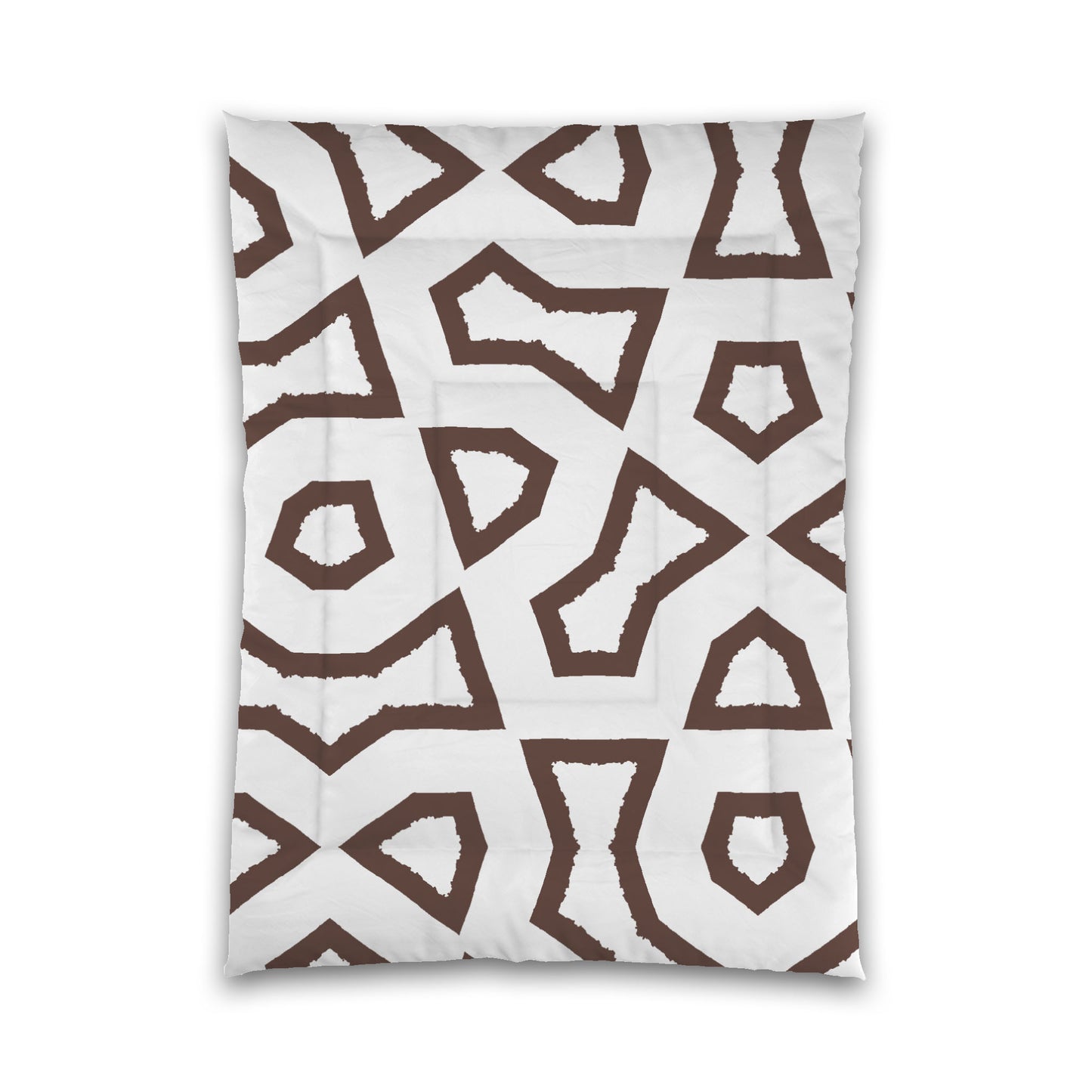 White Microfiber Comforter, Bold Brown Graphic, Queen (width x length) 88 x 88 inches / 224 x 224 cm