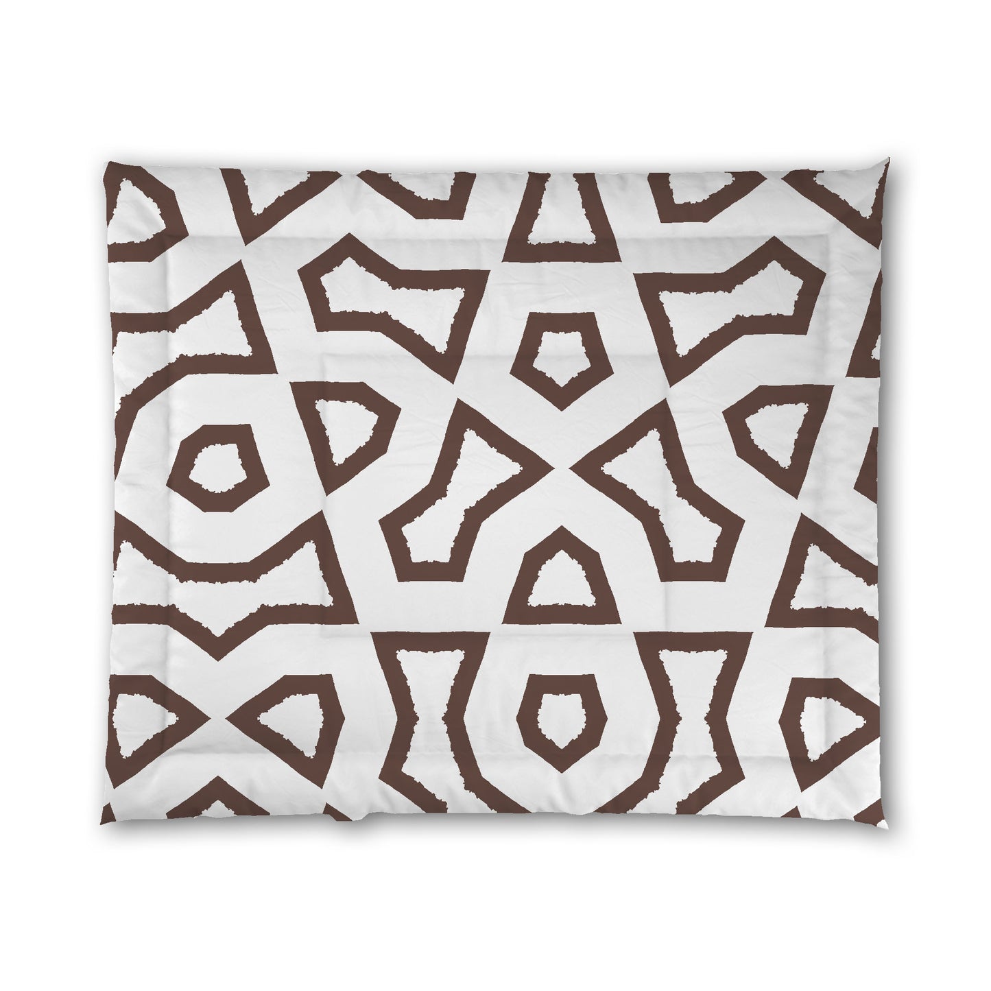 White Microfiber Comforter with Brown Labyrinth Print #MFCO-1161-391