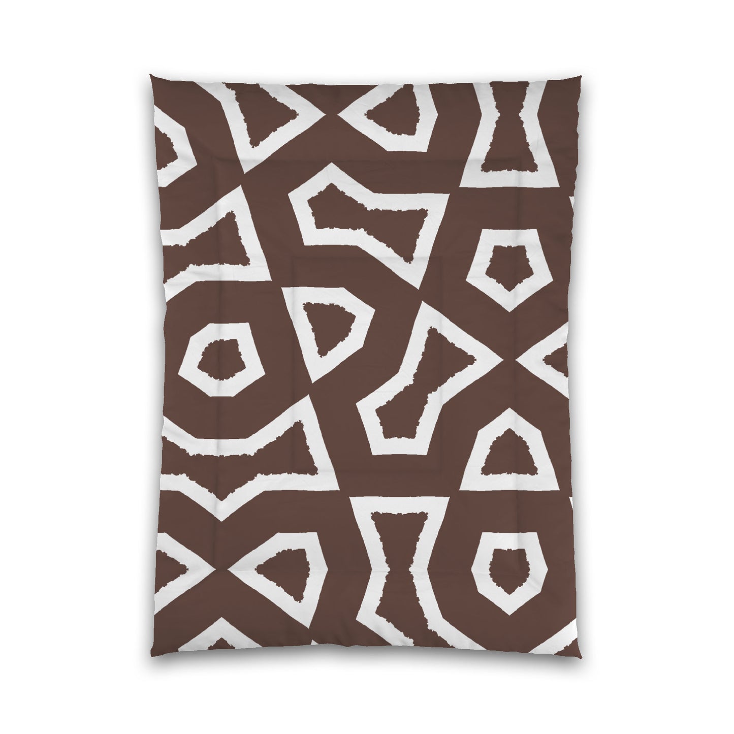 Brown Microfiber Comforter, Bold White Graphic, Queen (width x length) 88 x 88 inches / 224 x 224 cm