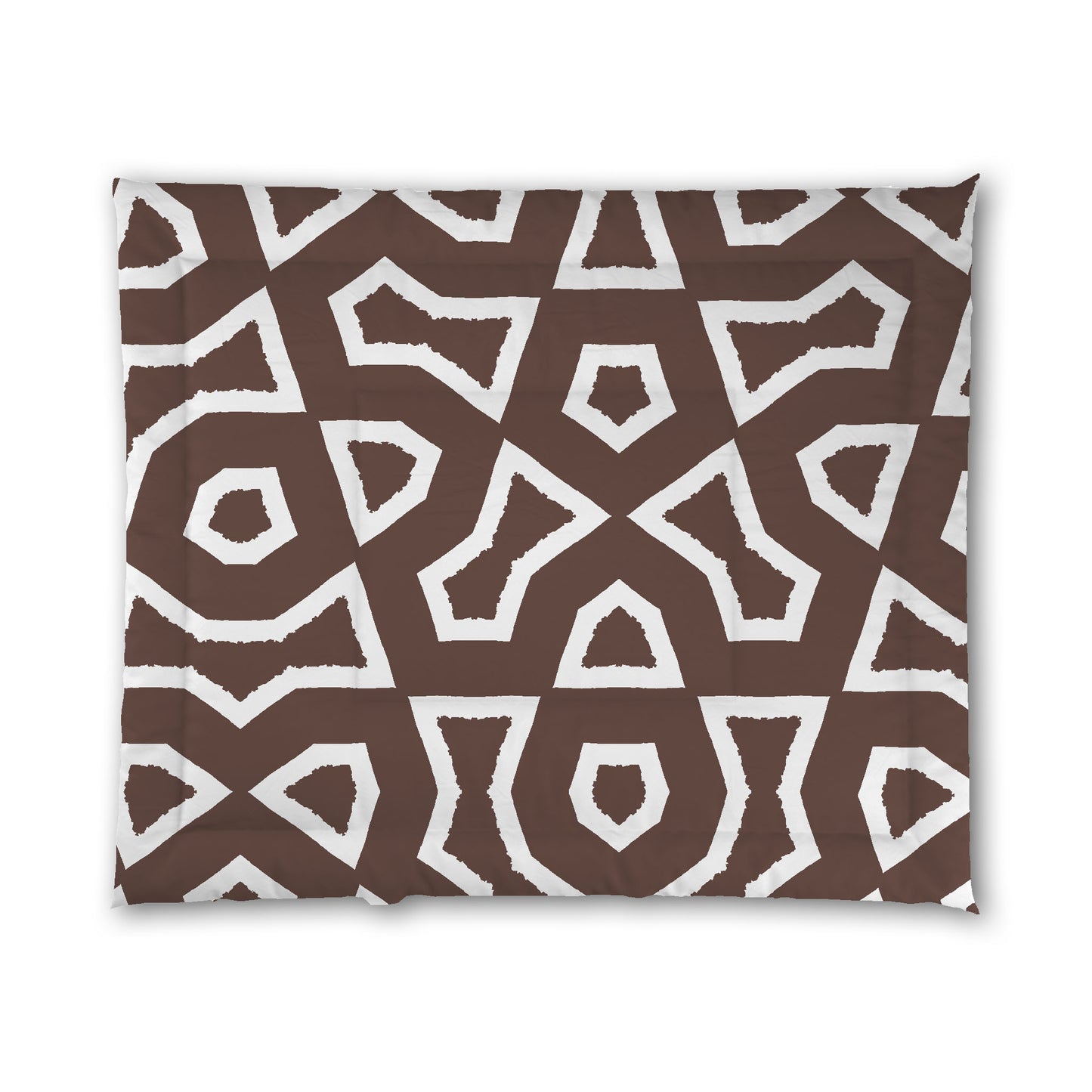 Brown Microfiber Comforter with White Labyrinth Print #MFCO-1161-392