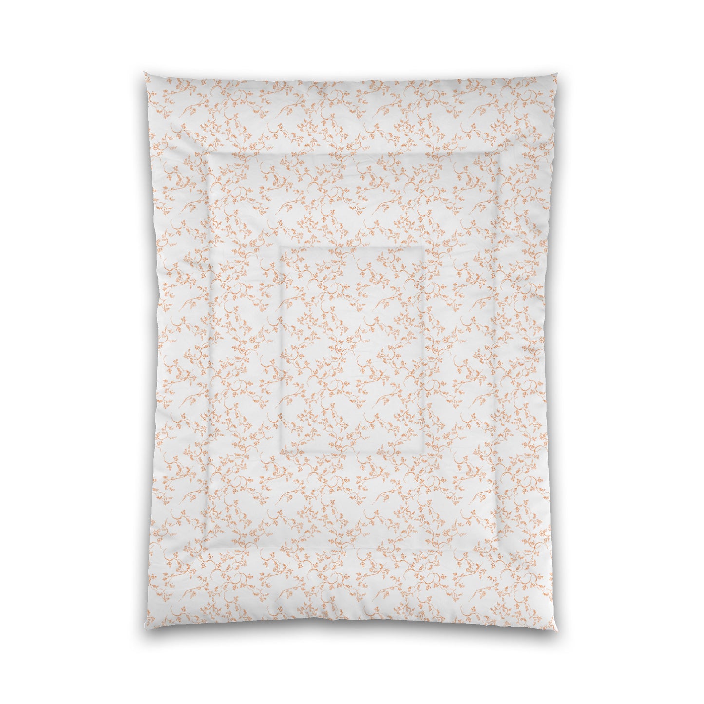 White Microfiber Comforter, Orange Hand-painted Vine Print, Twin XL (width x length) 68 x 92 inches / 173 x 234 cm