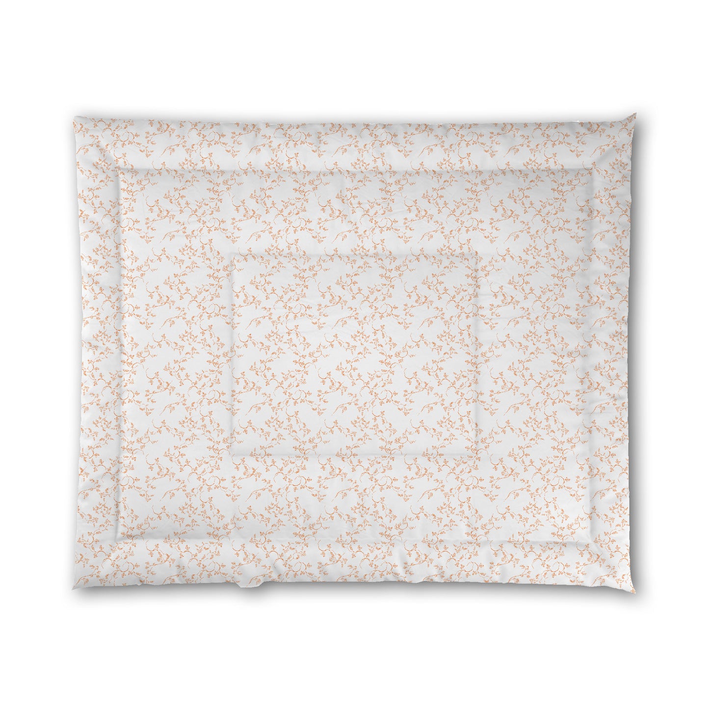 White Microfiber Comforter, Orange Hand-painted Vine Print, King (width x length) 104 x 88 inches / 264 x 224 cm