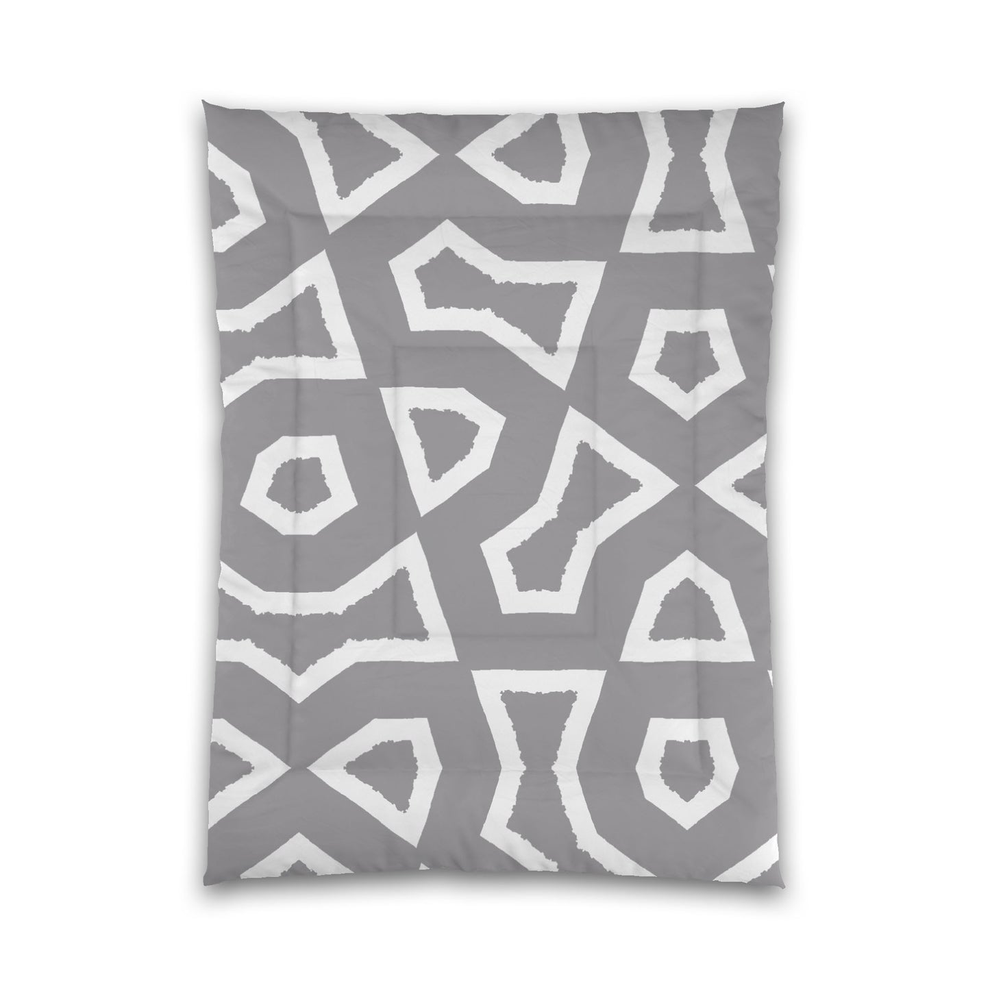 Grey Microfiber Comforter, Bold White Graphic, Queen (width x length) 88 x 88 inches / 224 x 224 cm