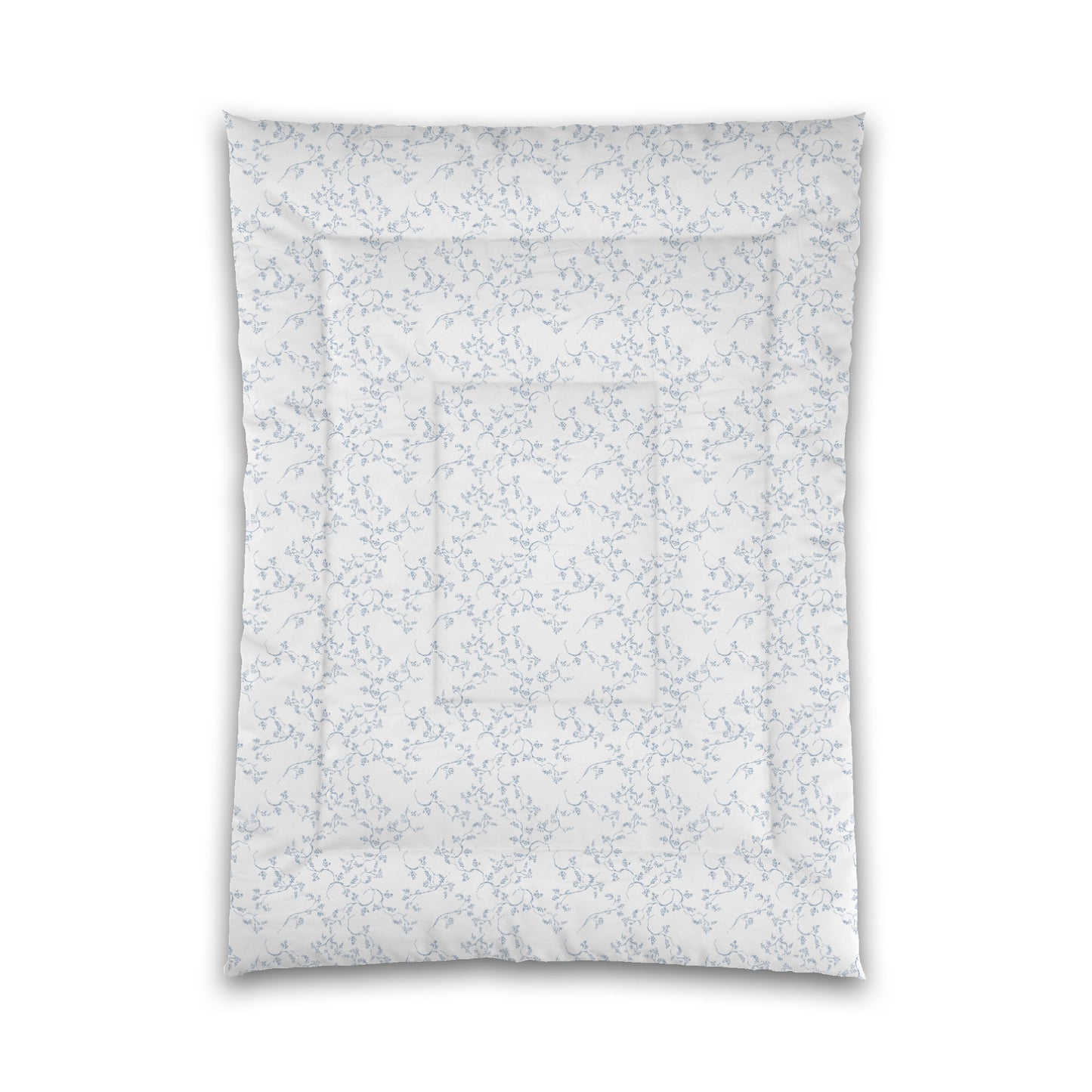 White Microfiber Comforter, Blue Hand-painted Vine Print, Twin XL (width x length) 68 x 92 inches / 173 x 234 cm