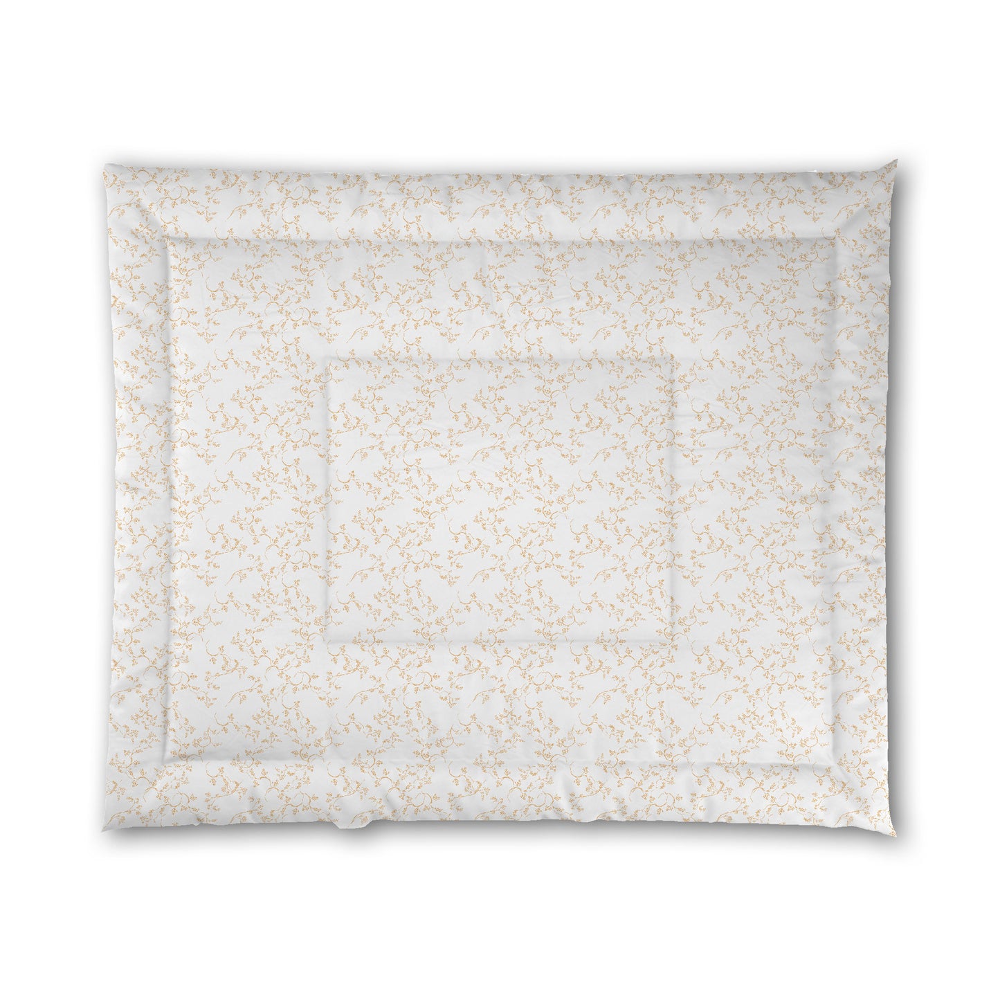 White Microfiber Comforter, Pale Orange Hand-painted Vine Print, King (width x length) 104 x 88 inches / 264 x 224 cm