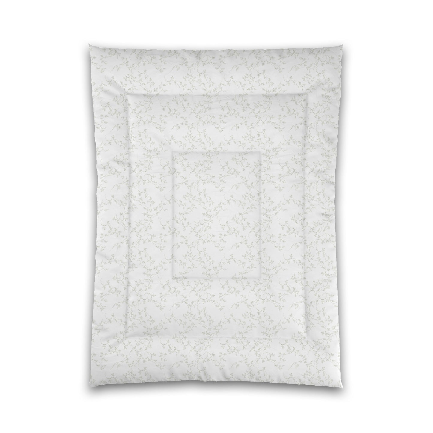 White Microfiber Comforter, Pale Green Hand-painted Vine Print, Twin XL (width x length) 68 x 92 inches / 173 x 234 cm