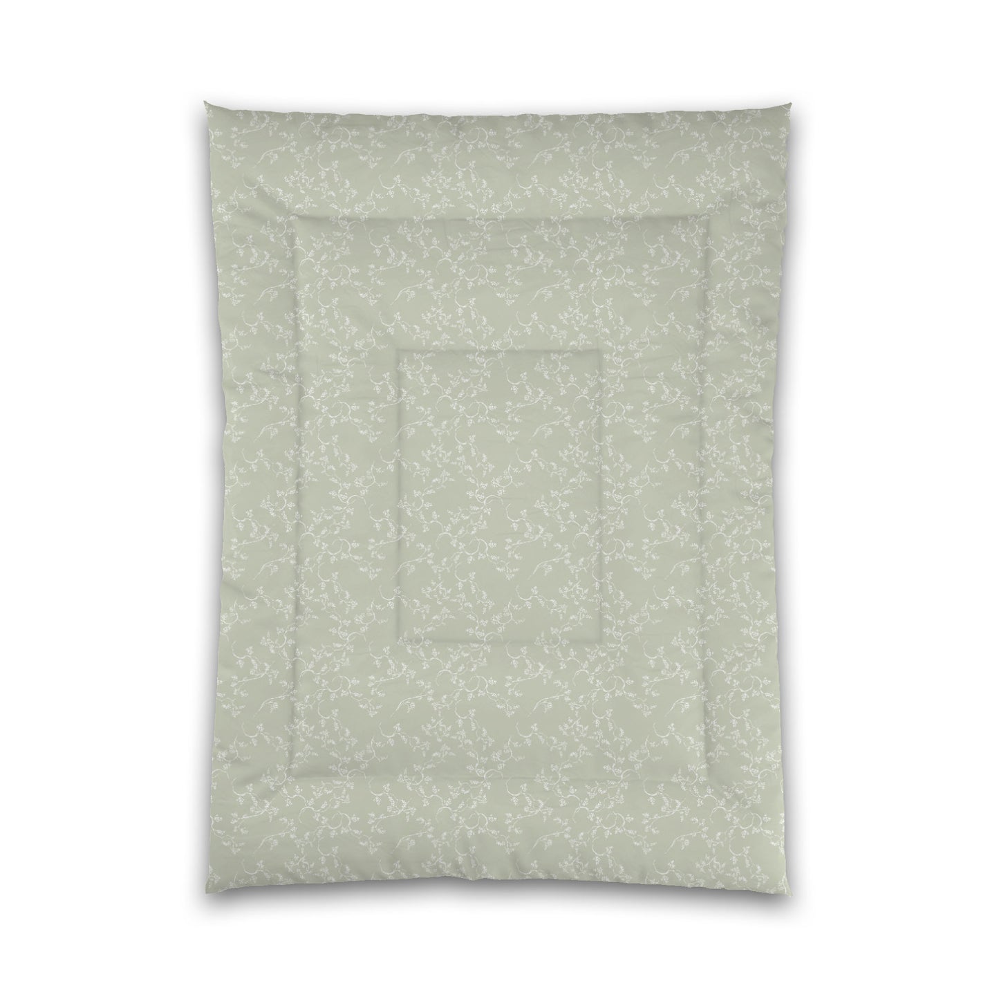 Pale Green Microfiber Comforter, White Hand-painted Vine Print, Twin XL (width x length) 68 x 92 inches / 173 x 234 cm