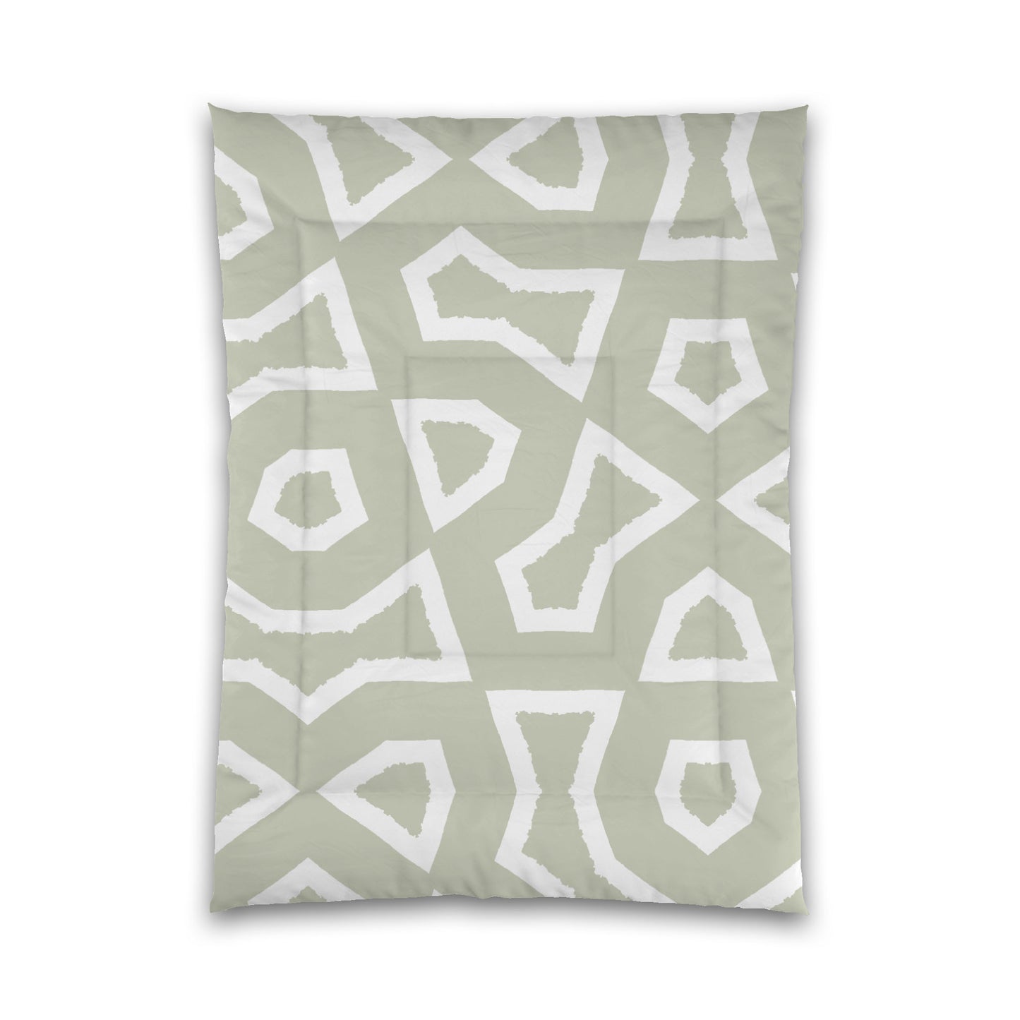 Pale Green Microfiber Comforter, Bold White Graphic, Queen (width x length) 88 x 88 inches / 224 x 224 cm