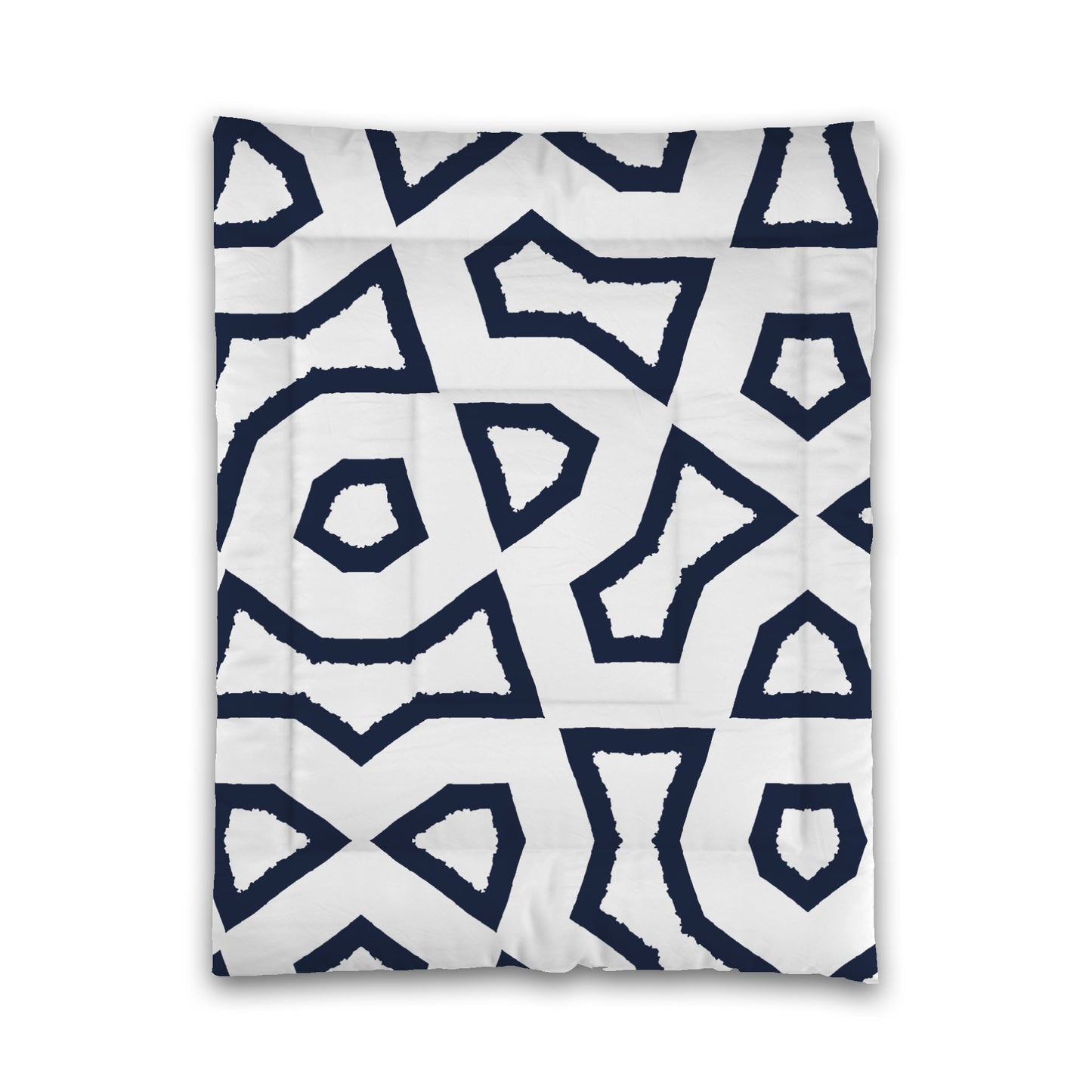 White Microfiber Comforter, Bold Navy Blue Graphic, Twin (width x length) 68 x 88 inches / 173 x 224 cm
