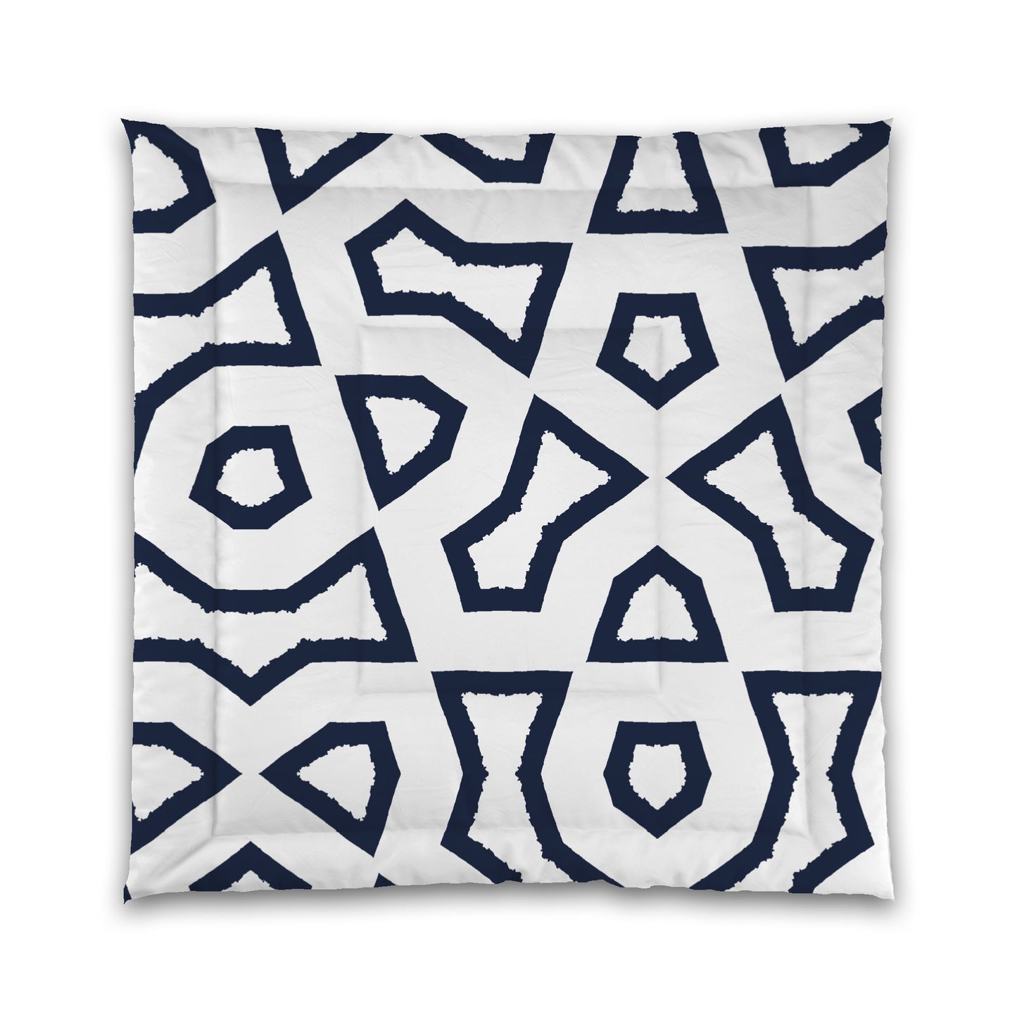 White Microfiber Comforter, Bold Navy Blue Graphic, Queen (width x length) 88 x 88 inches / 224 x 224 cm